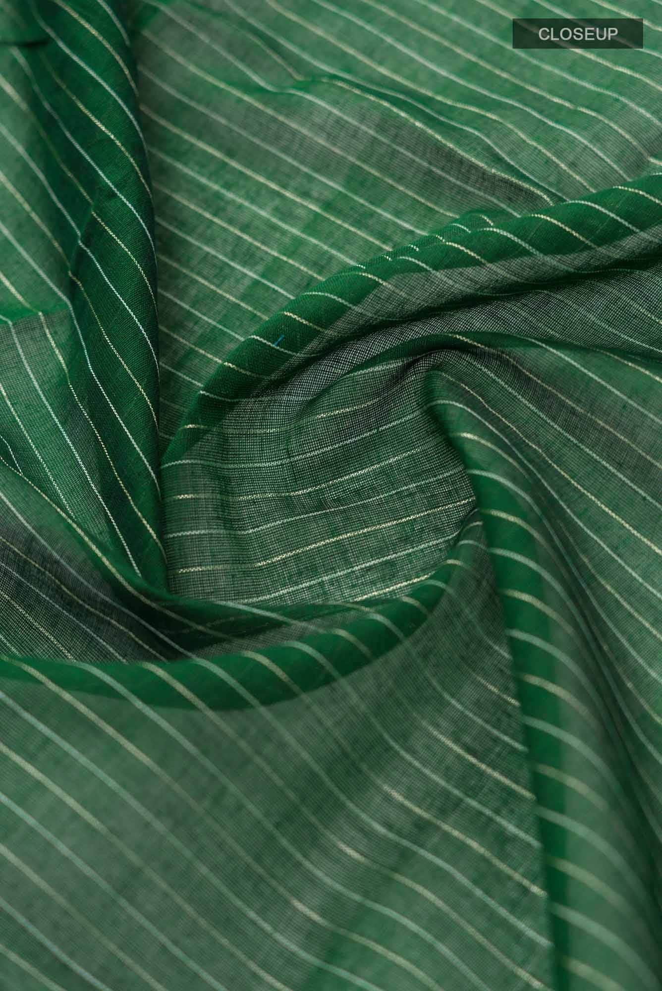 Haimanti-Bottle Green Bengal Cotton Saree - Image 3