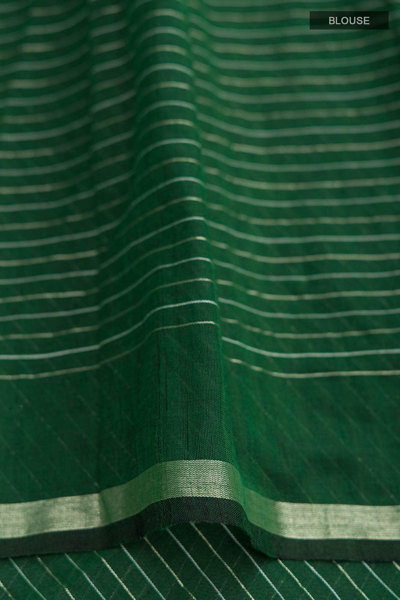 Haimanti-Bottle Green Bengal Cotton Saree - Image 6