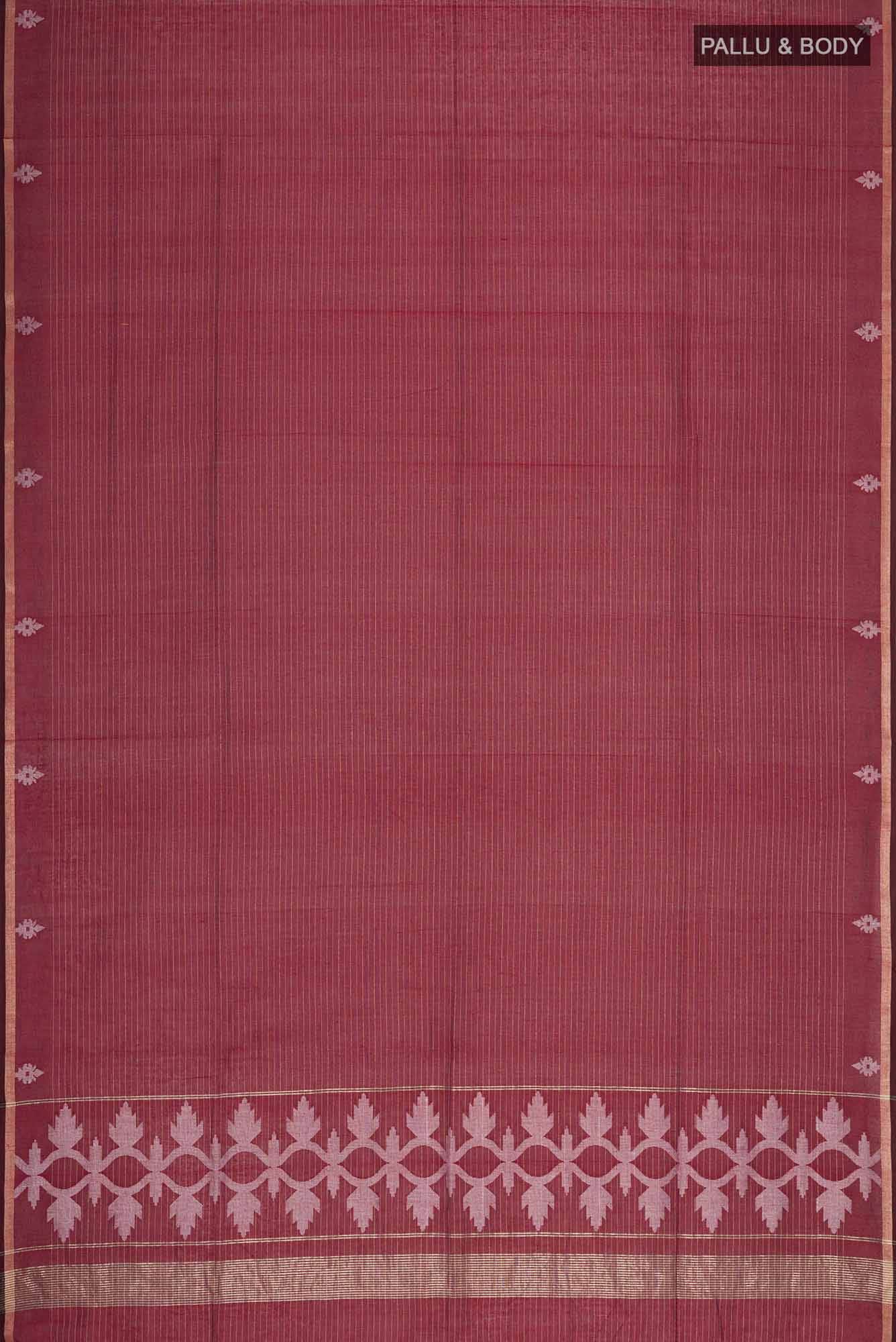 Haimanti-Maroon Bengal Cotton Saree - Image 4