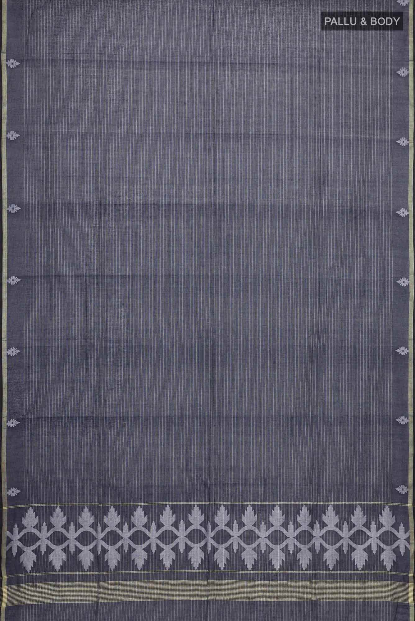Haimanti-Navy Blue Bengal Cotton Saree - Image 4