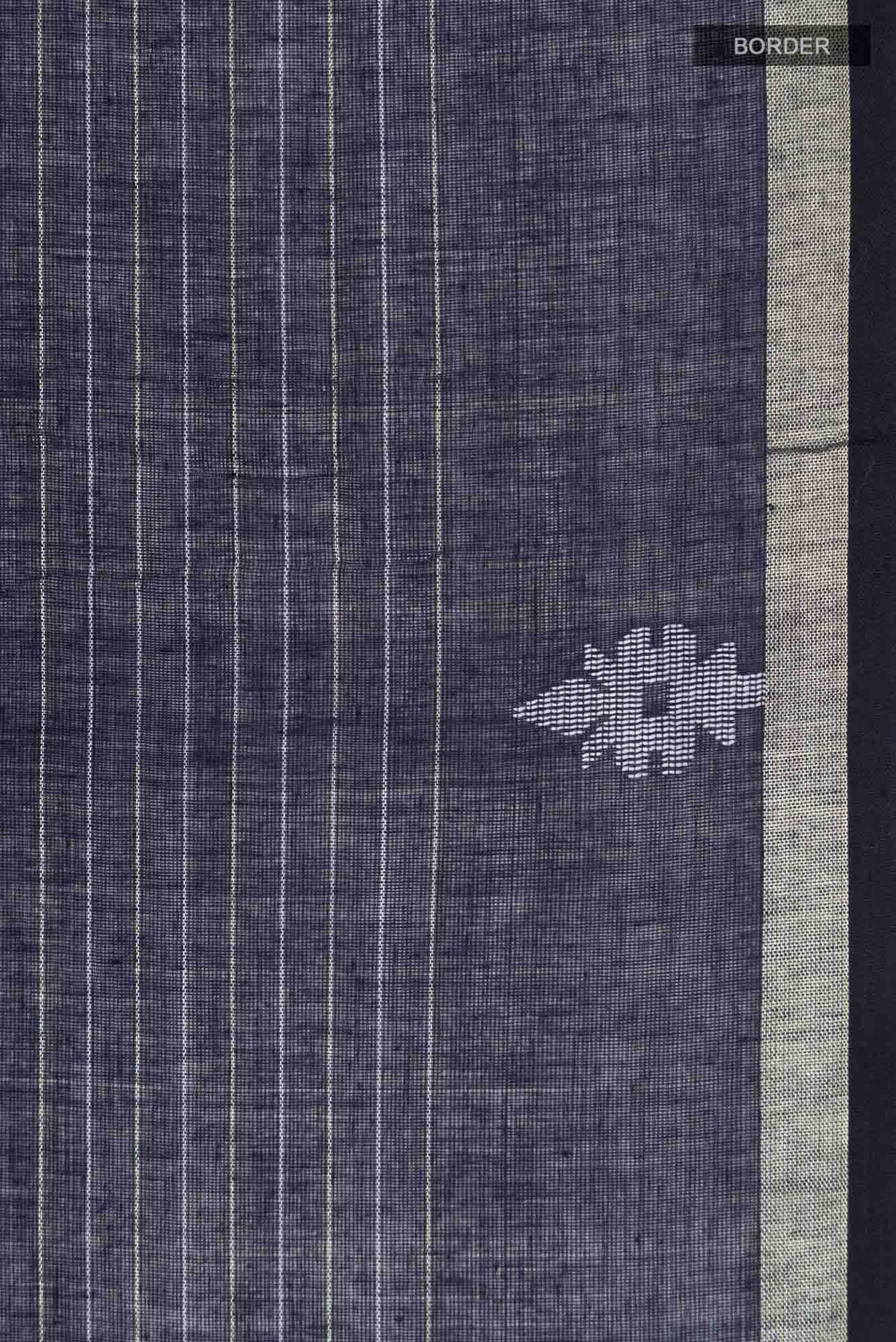 Haimanti-Navy Blue Bengal Cotton Saree - Image 5