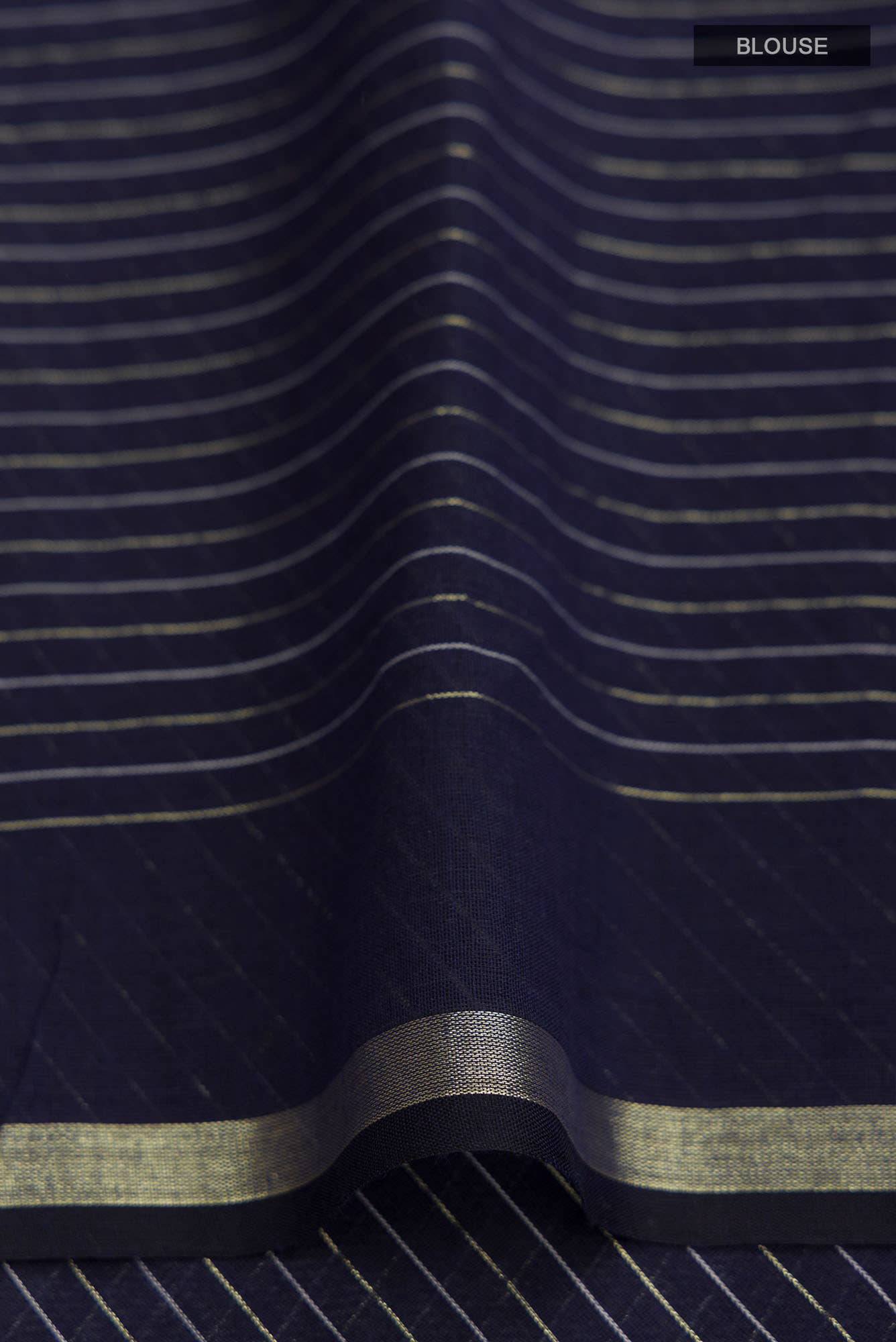 Haimanti-Navy Blue Bengal Cotton Saree - Image 6