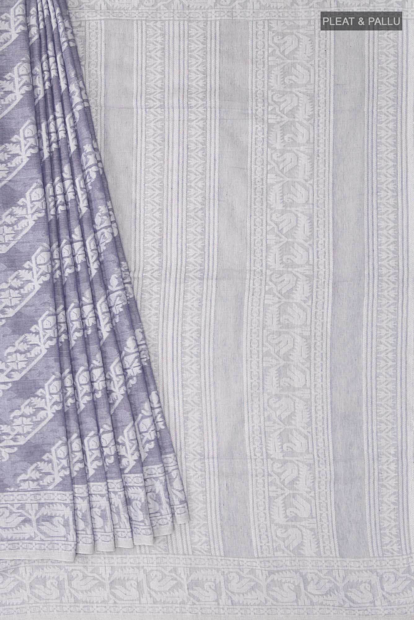 Hansika-Grey Bengal Cotton saree - Image 6