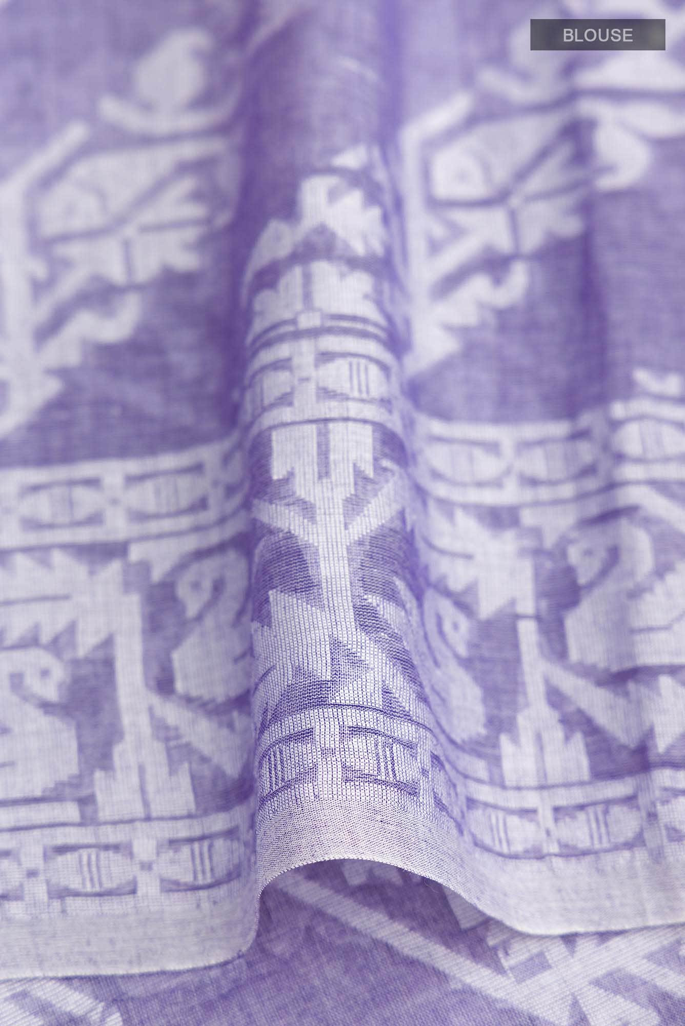 Hansika-Purple Bengal Cotton Saree - Image 6