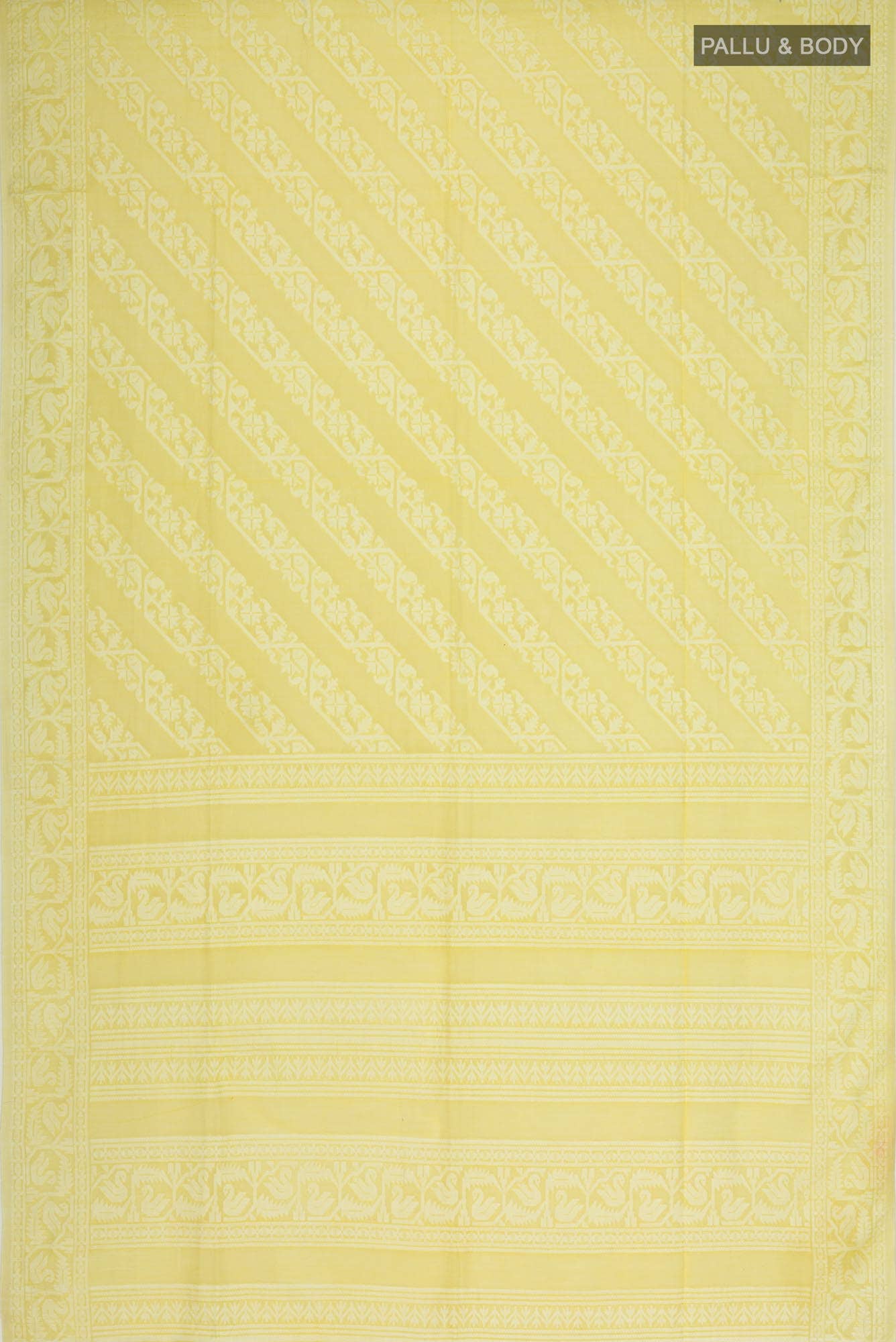 Hansika-Yellow Bengal Cotton Saree - Image 4