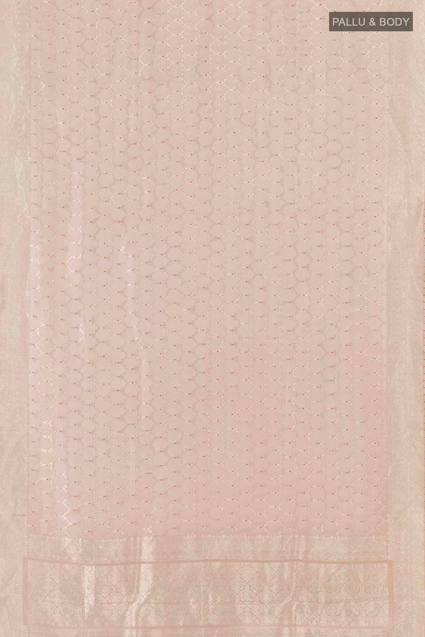 Imperial Pink Banarasi Kora Silk Saree - Image 6