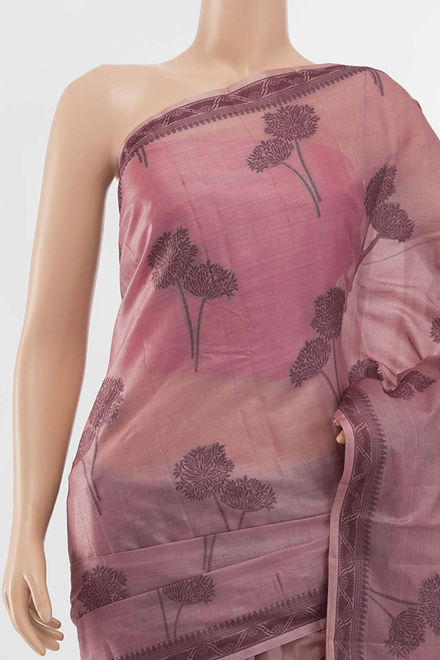 Imperial Pink Banarasi Raw Silk Saree - Image 2
