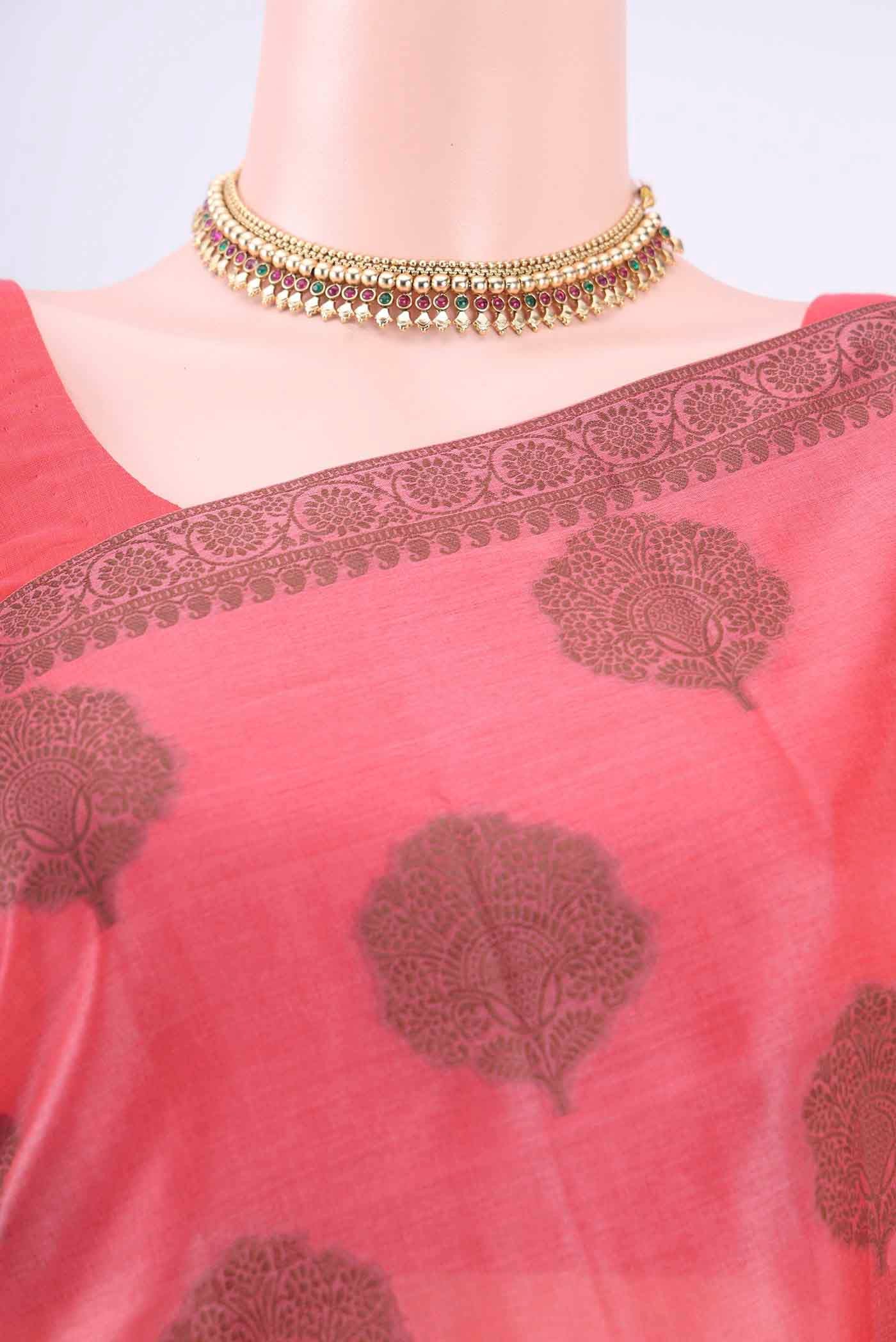 Imperial Pink Banarasi Raw Silk Saree - Image 2