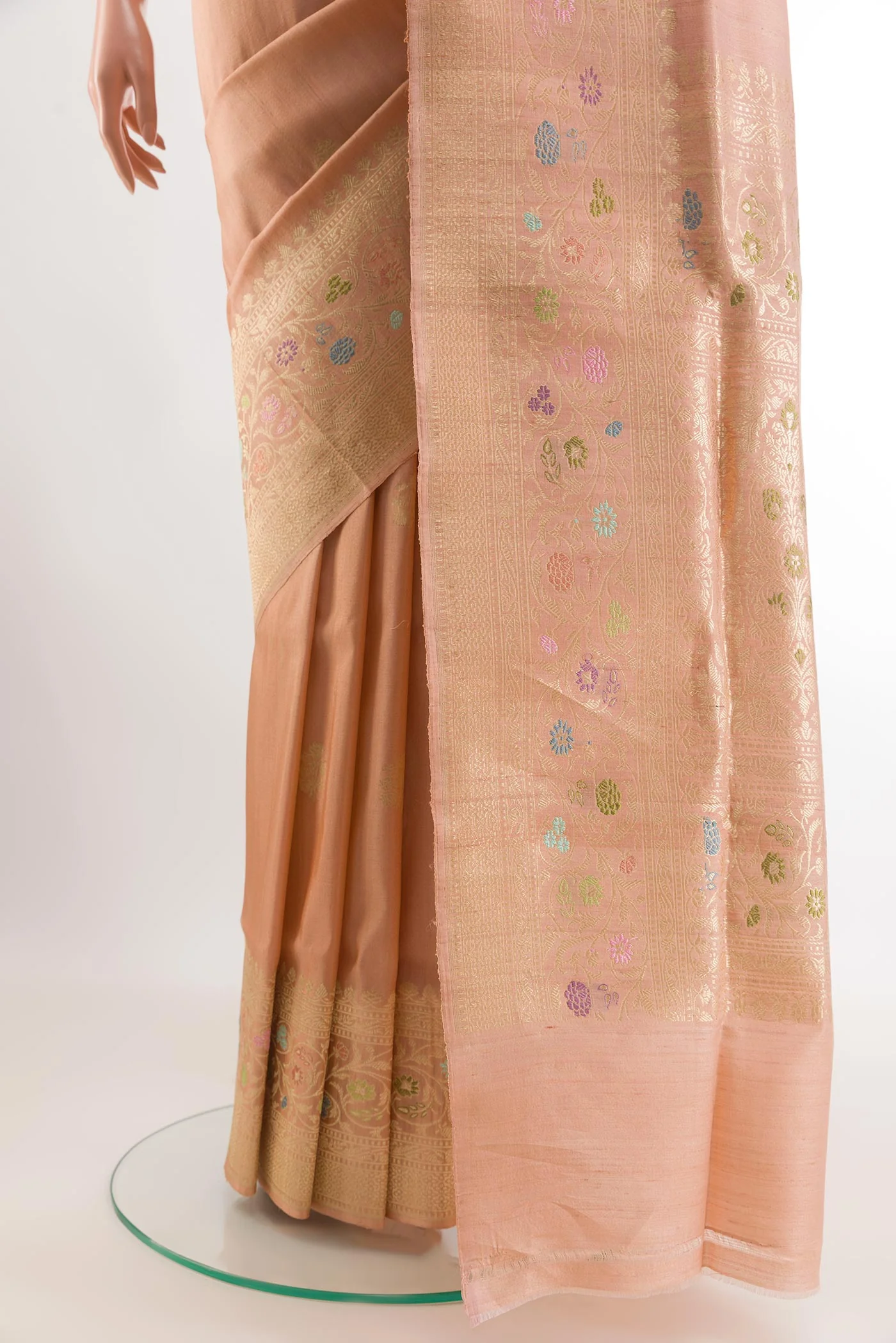 Peach Banarasi Silk Saree - Image 3