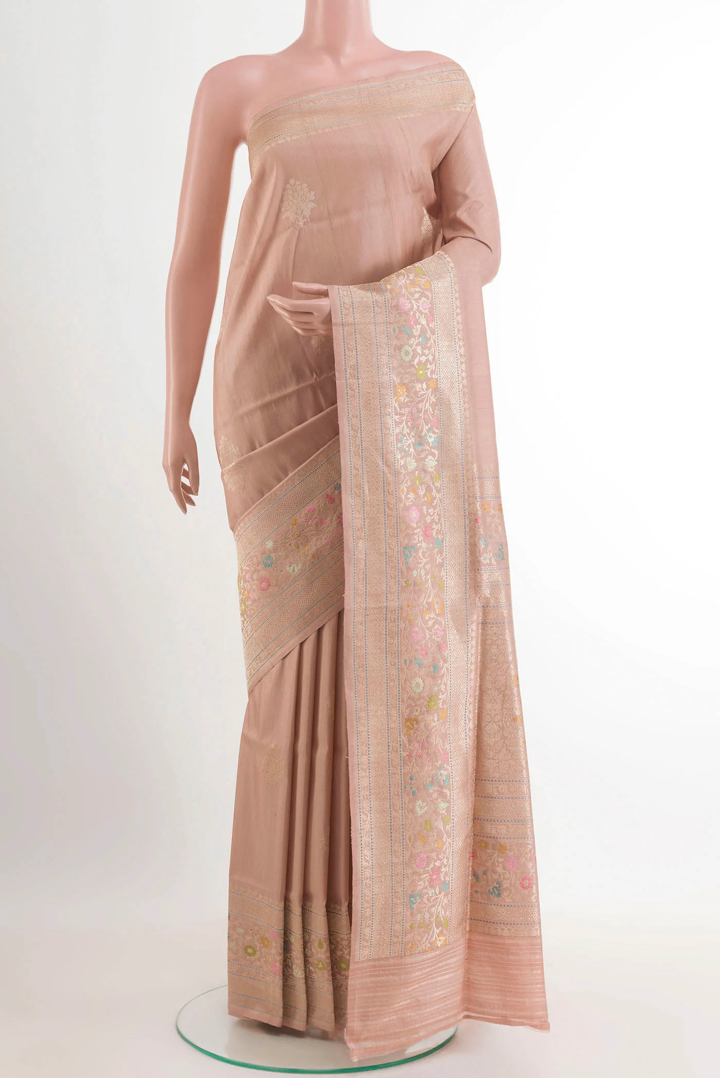 Rose Gold Banarasi Silk Saree