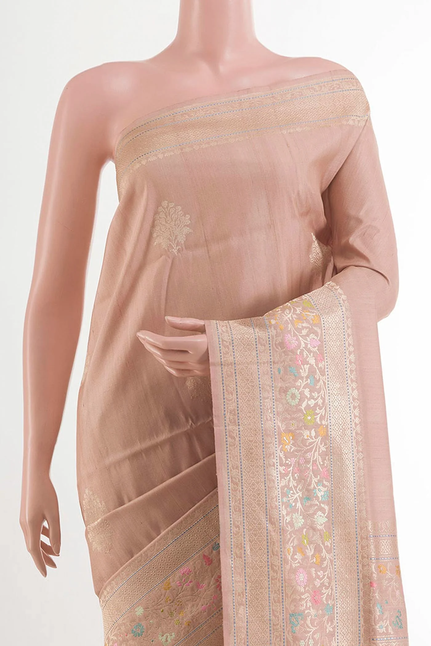 Rose Gold Banarasi Silk Saree - Image 2