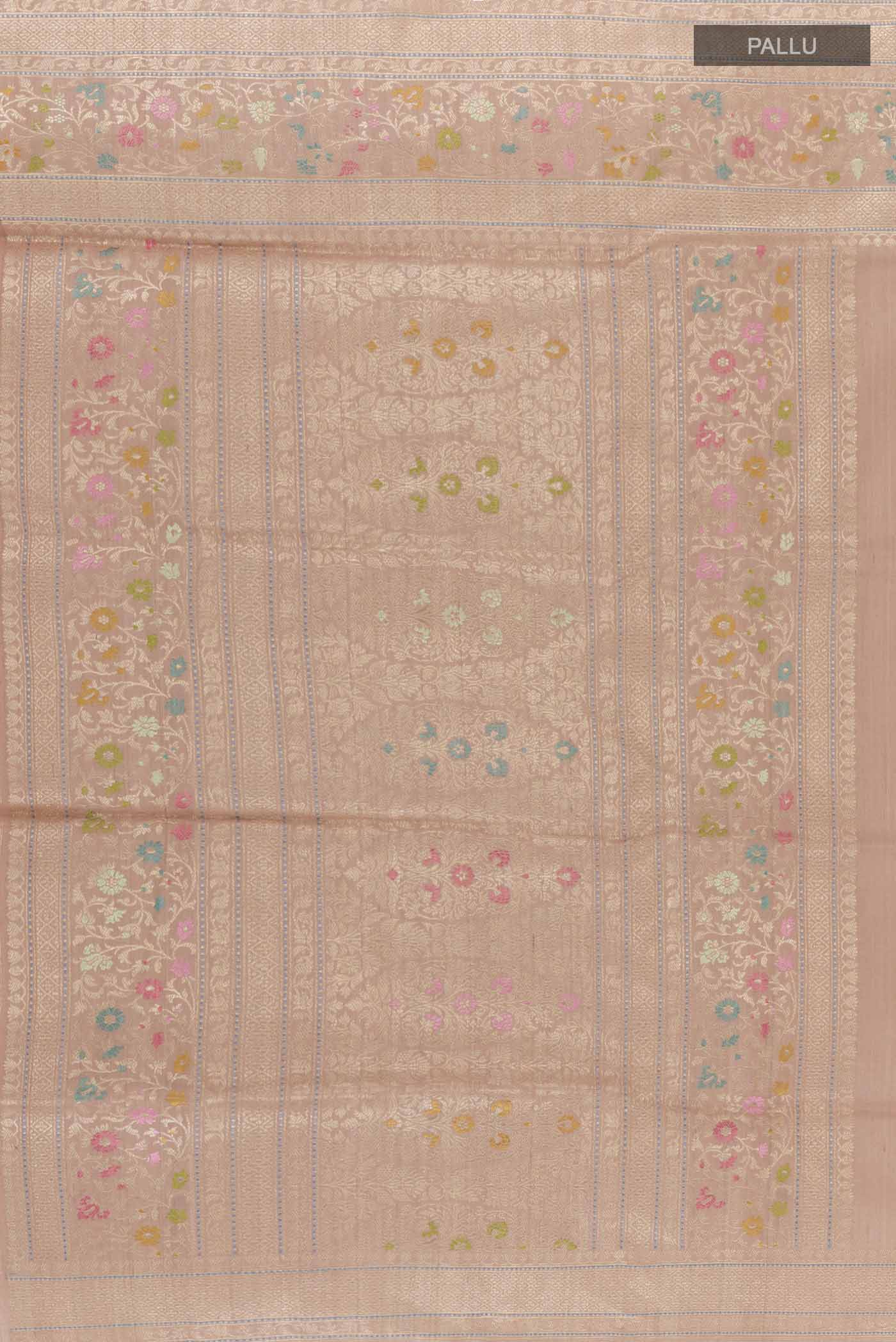 Rose Gold Banarasi Silk Saree - Image 6