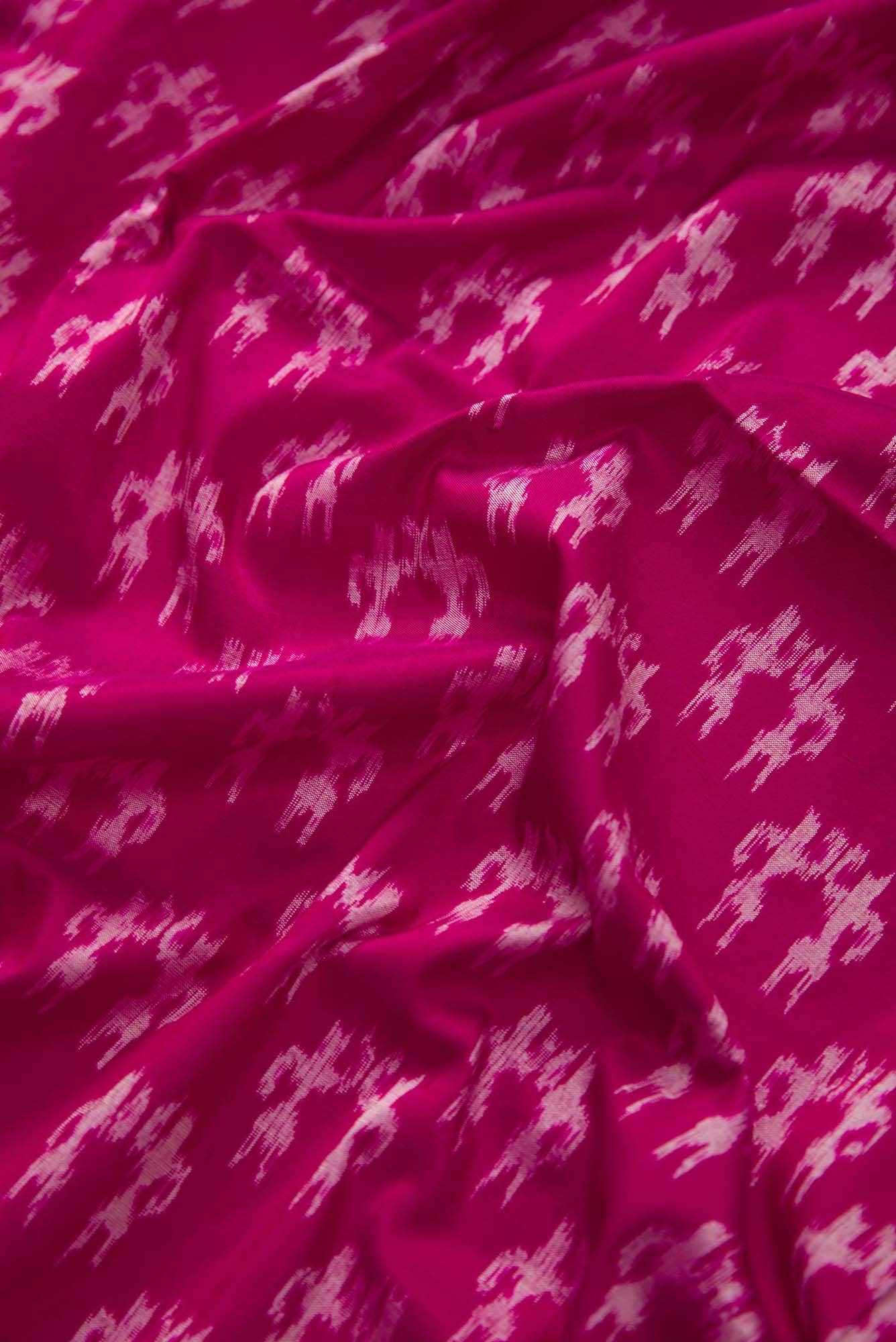 Imperial Pink Dual Tone Double Ikat Saree - Image 3