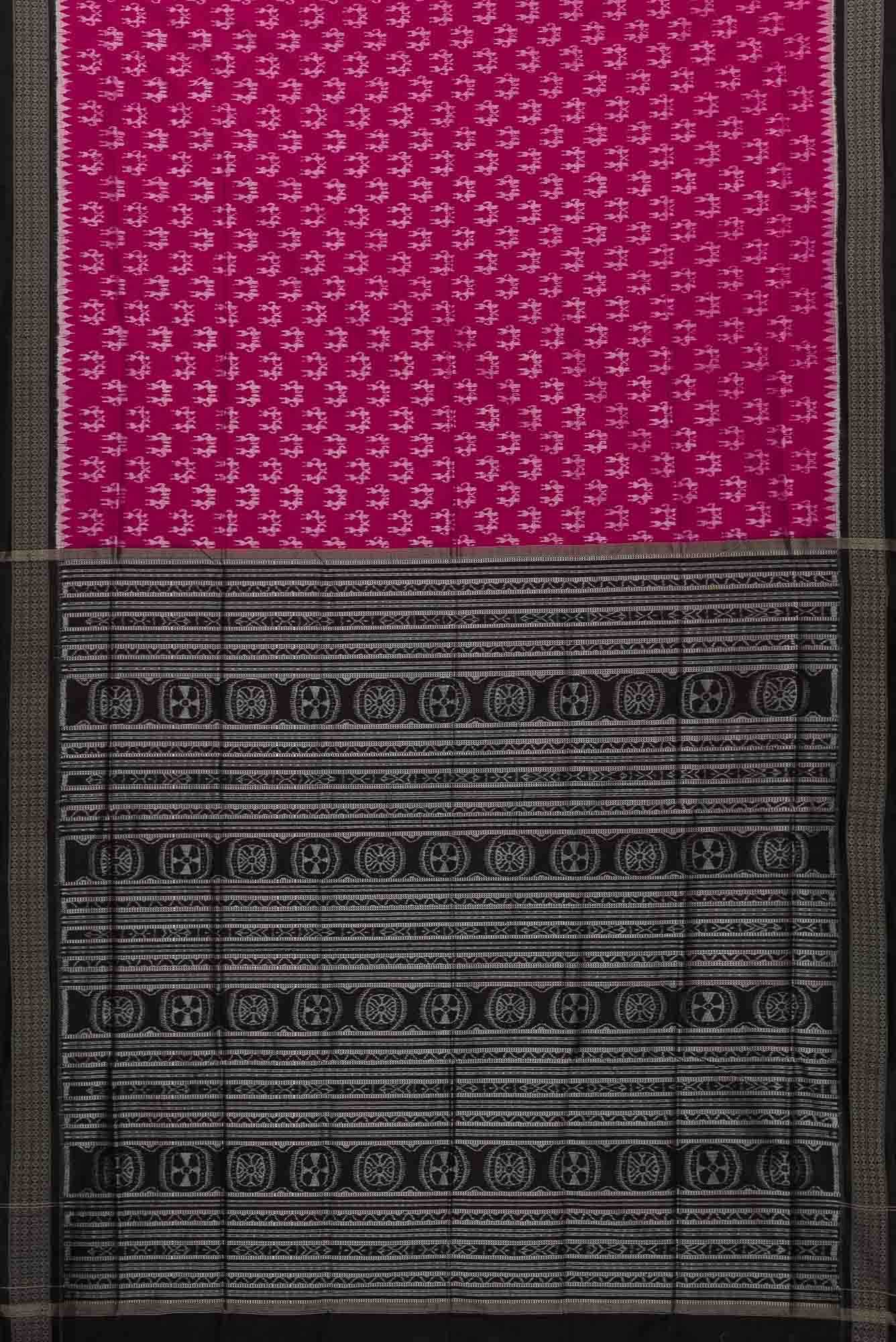 Imperial Pink Dual Tone Double Ikat Saree - Image 4