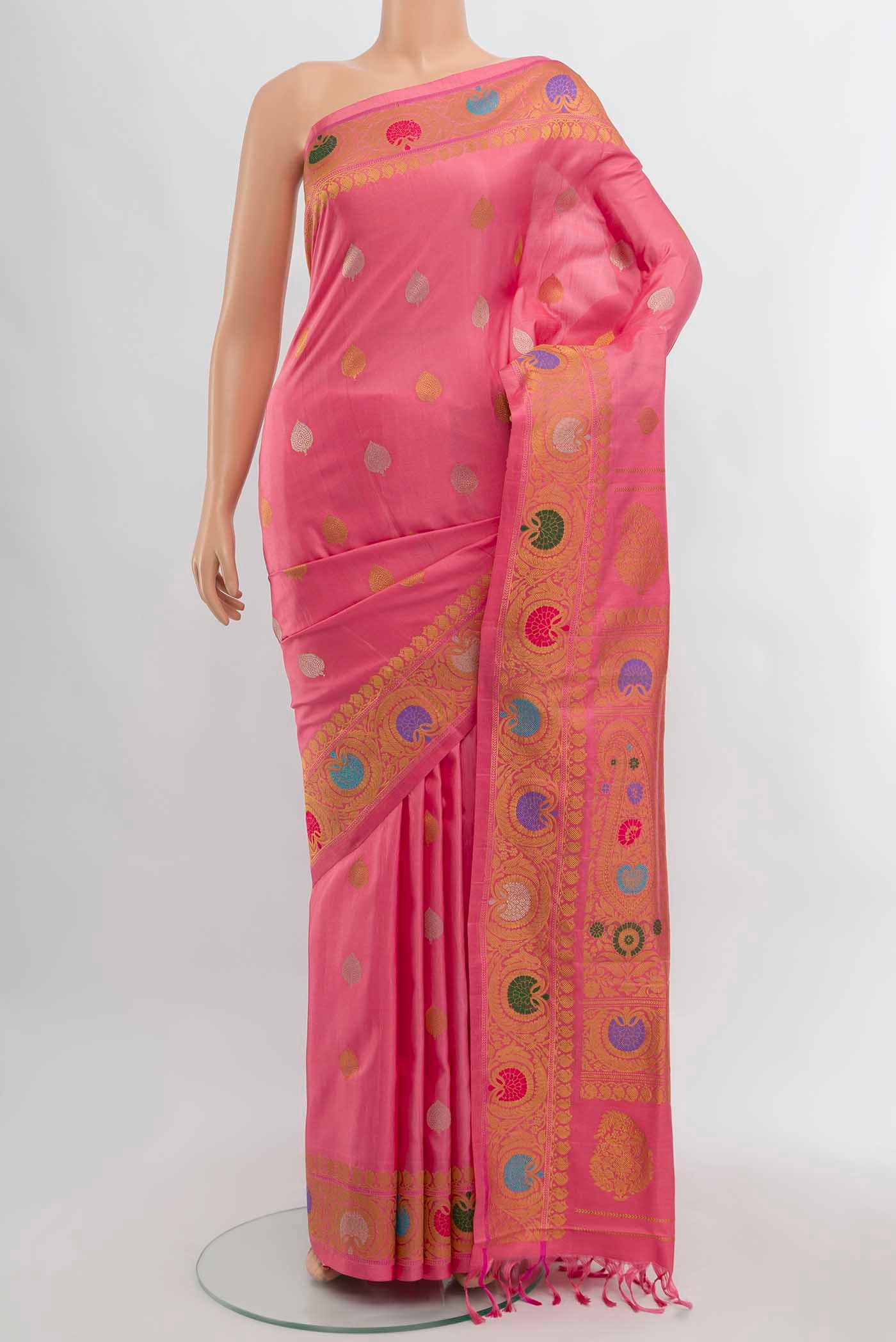 Rose pink Gadwal Silk Saree