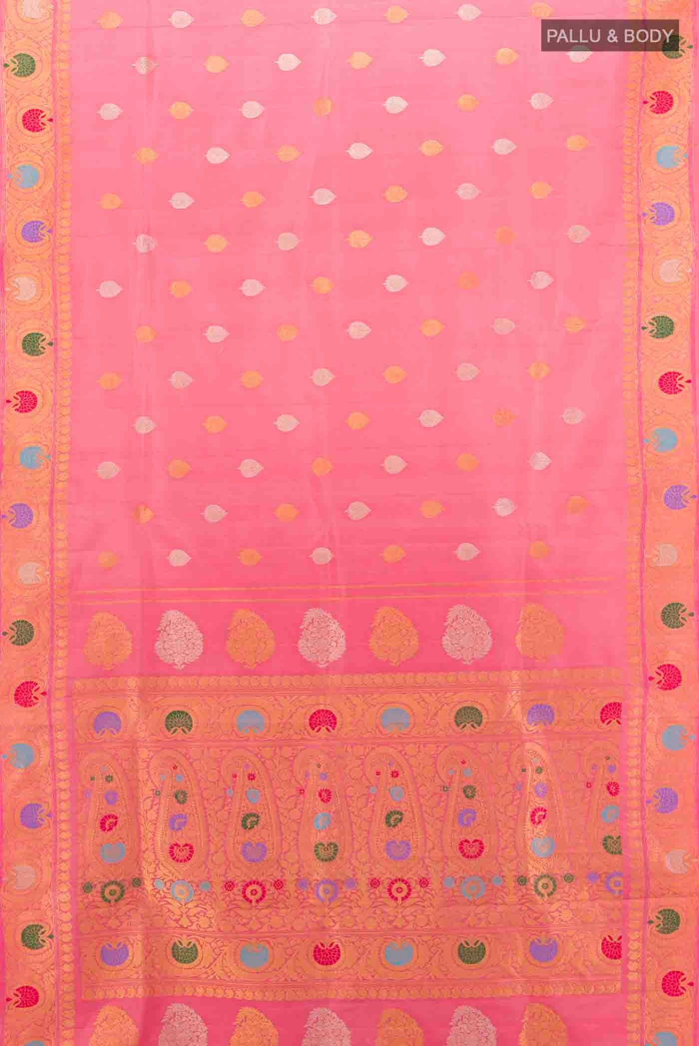 Rose pink Gadwal Silk Saree - Image 5