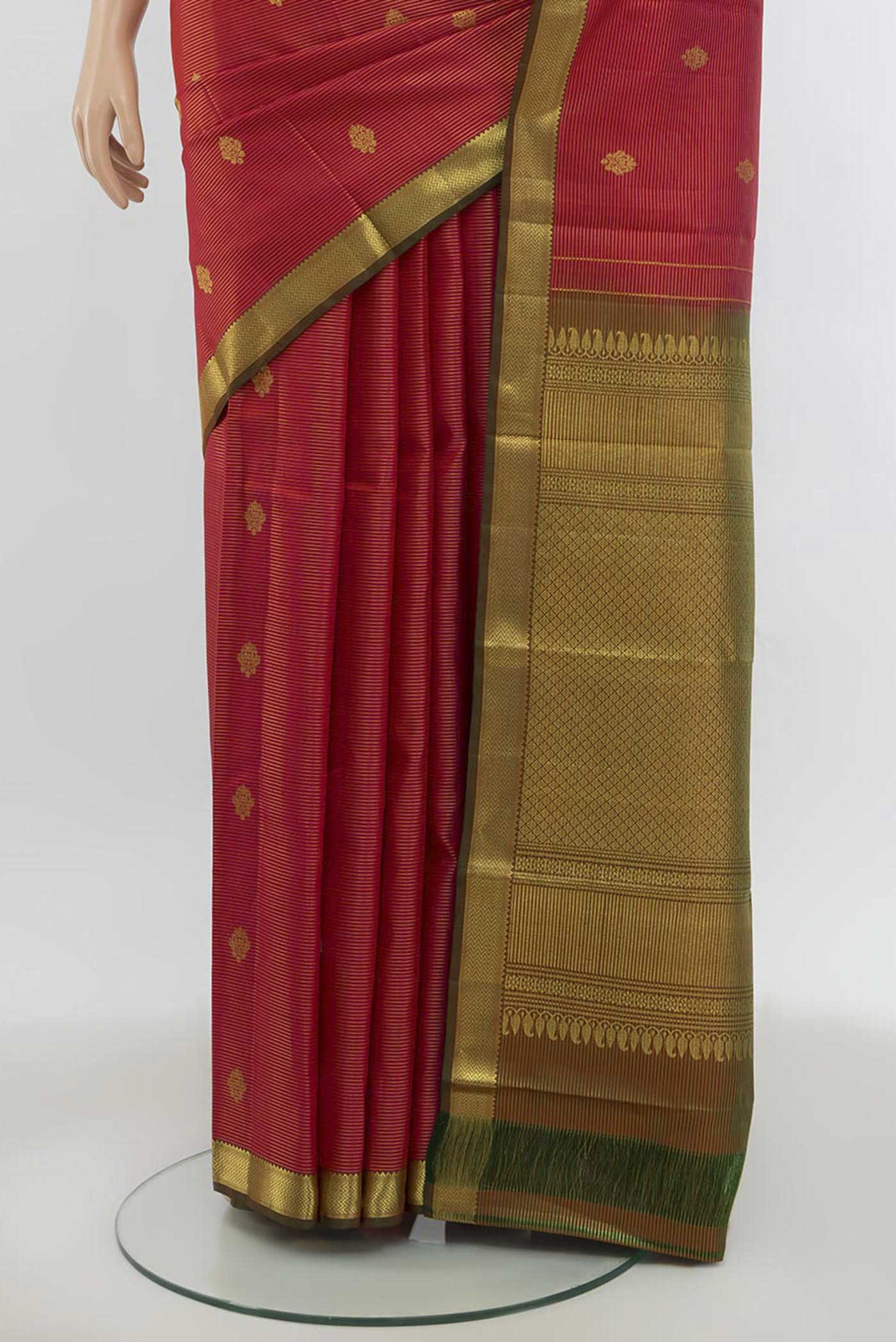 Imperial Pink Kanchipuram Silk Saree - Image 3