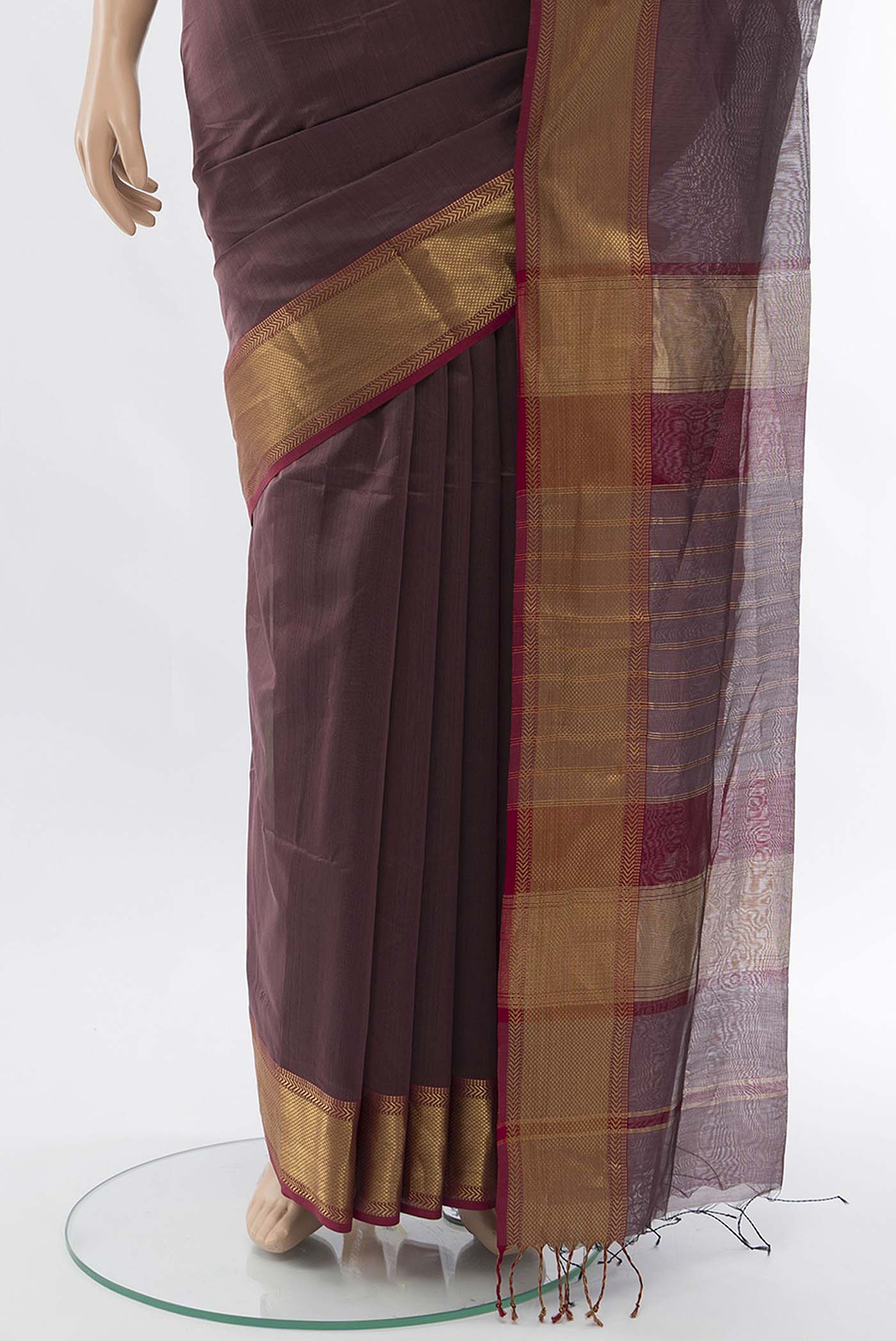 Imperial Pink Maheshwari Silk Cotton Saree - Image 3