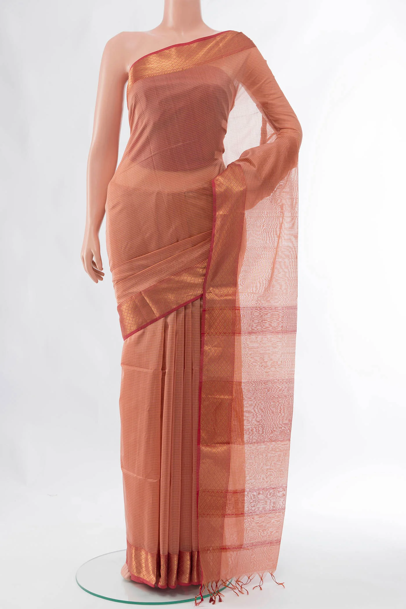 Imperial Pink Maheshwari Silk Cotton Saree