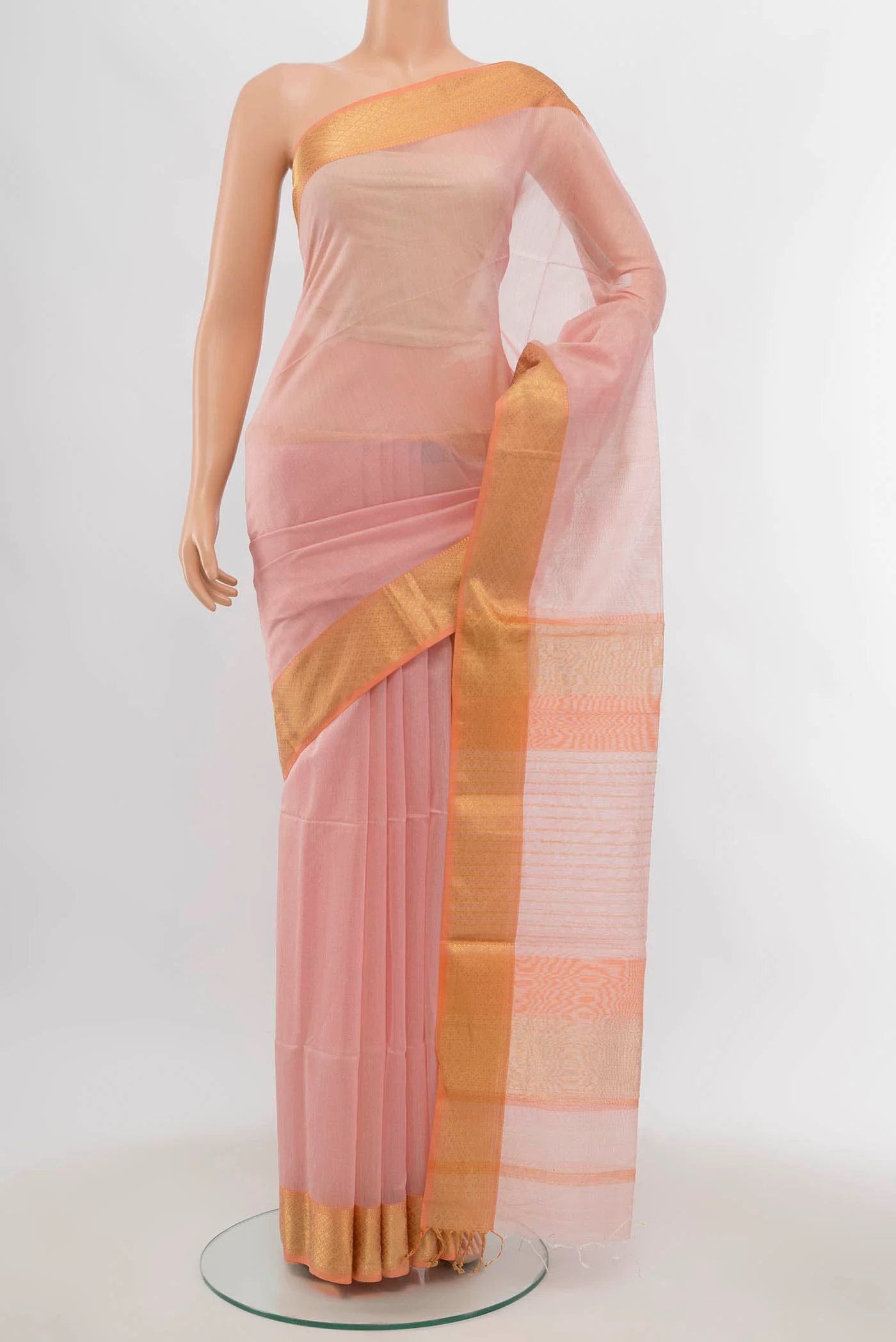 Imperial Pink Maheshwari Silk Cotton Saree