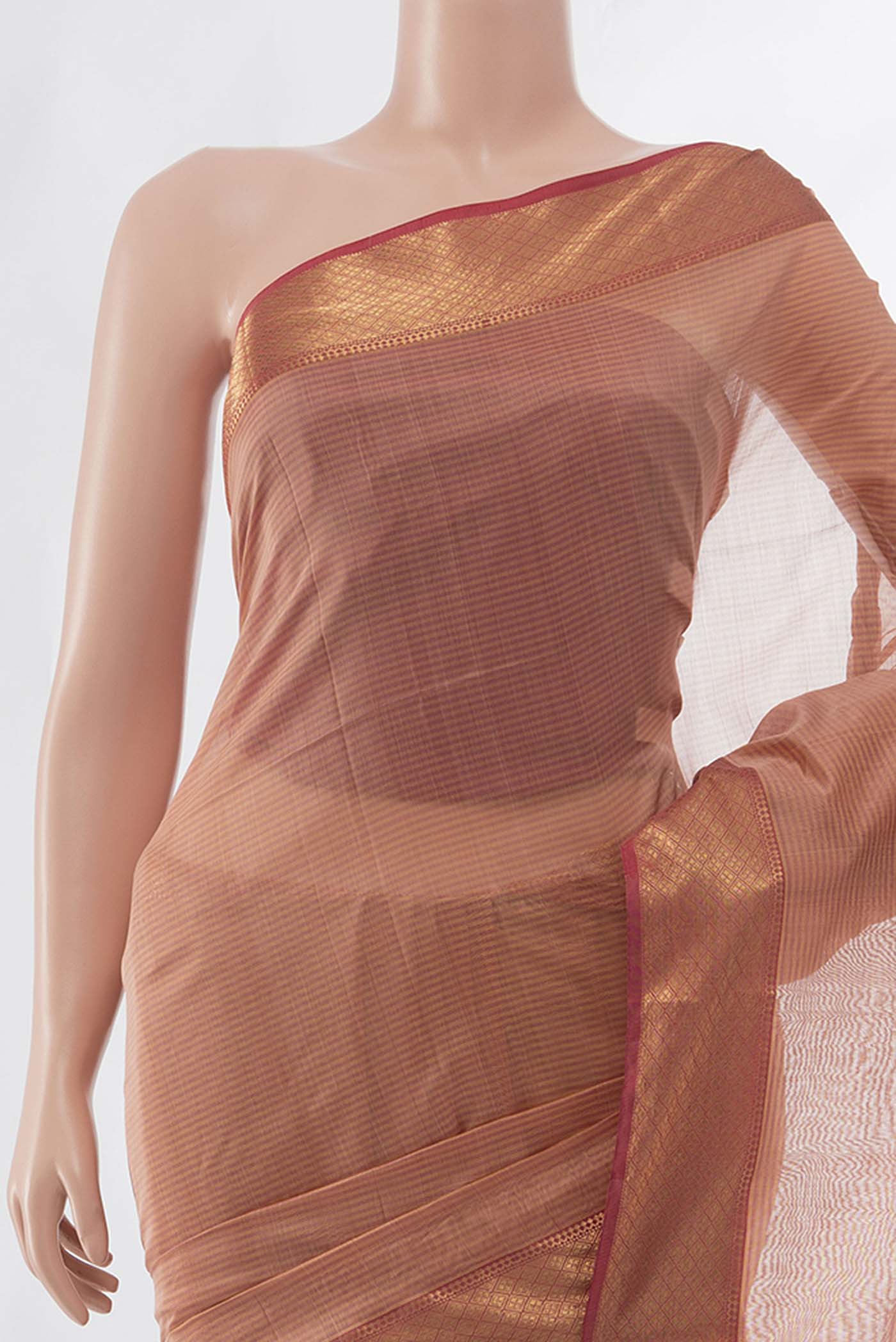 Imperial Pink Maheshwari Silk Cotton Saree - Image 2