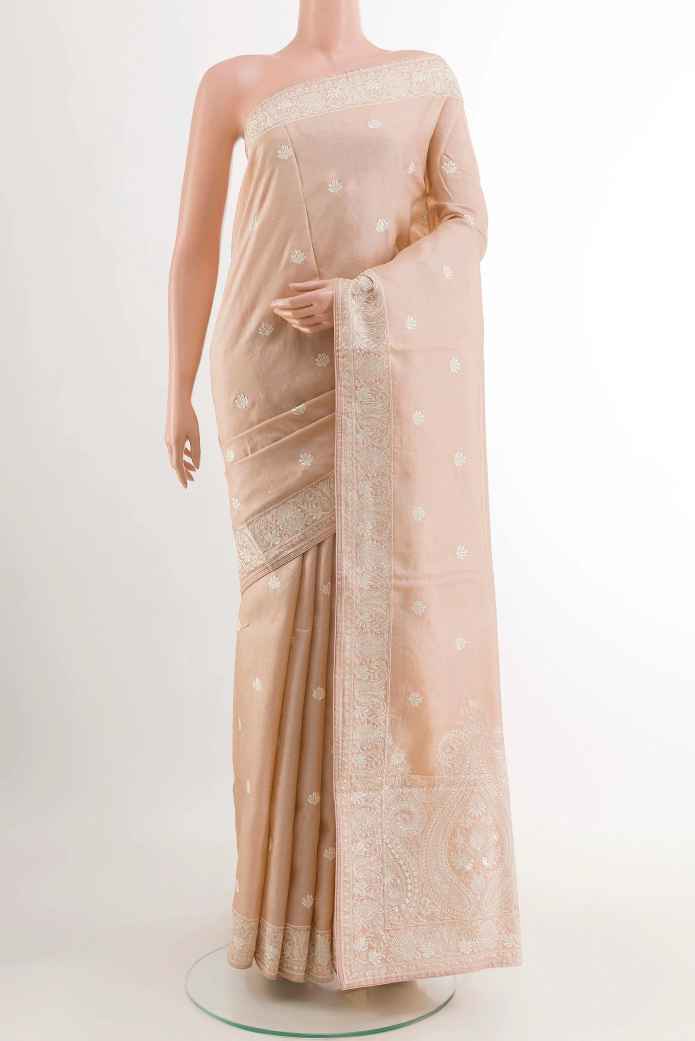 Beige Tussar Saree
