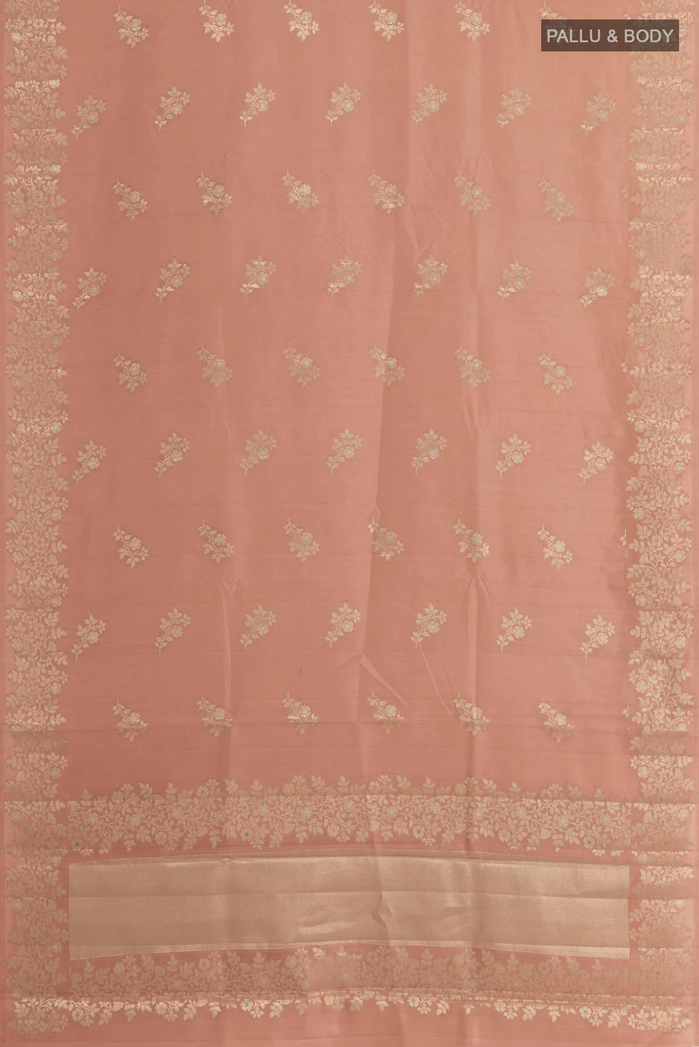 Rose Gold Banarasi Raw Silk Saree - Image 3