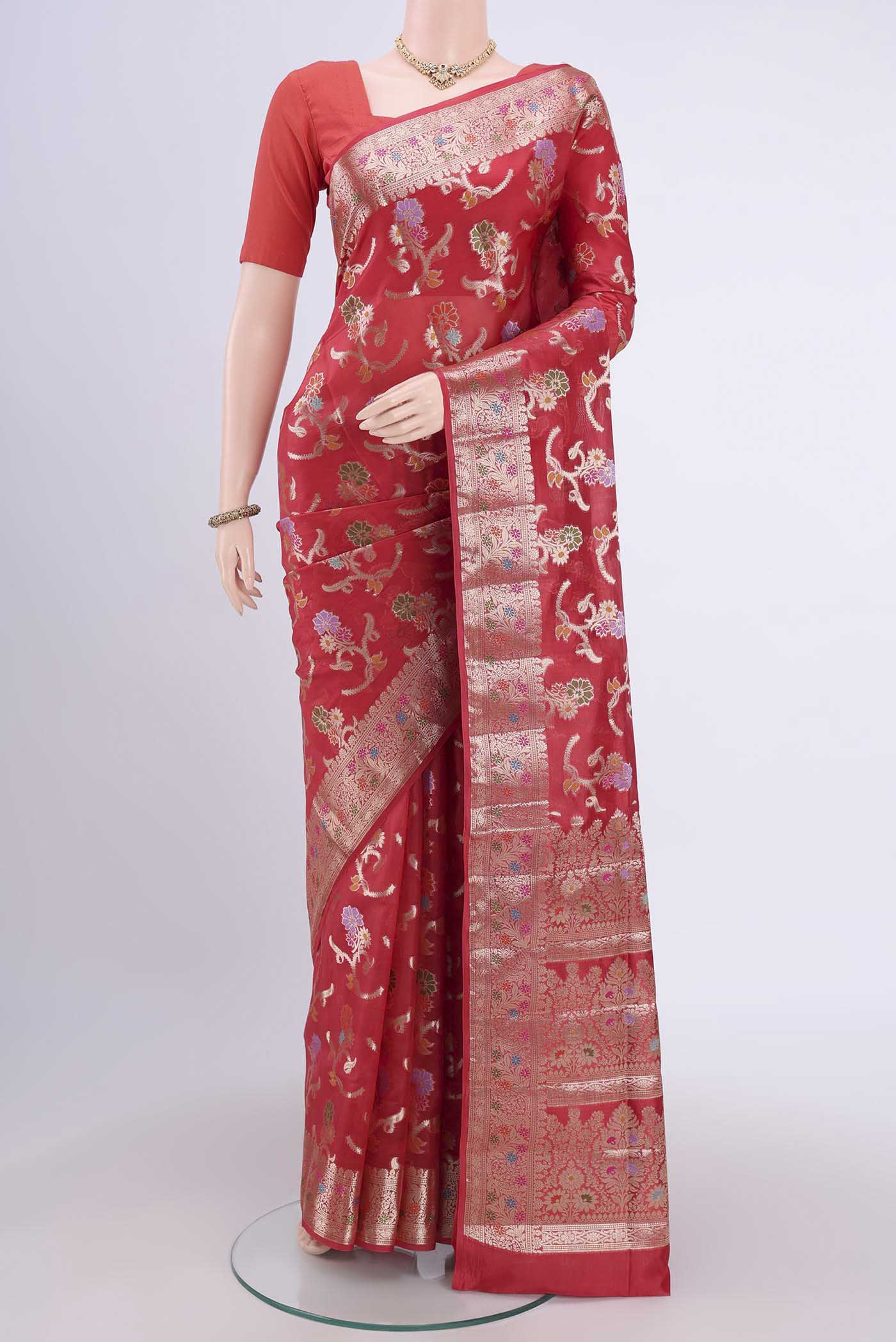 Imperial Red Banarasi Raw Silk Saree