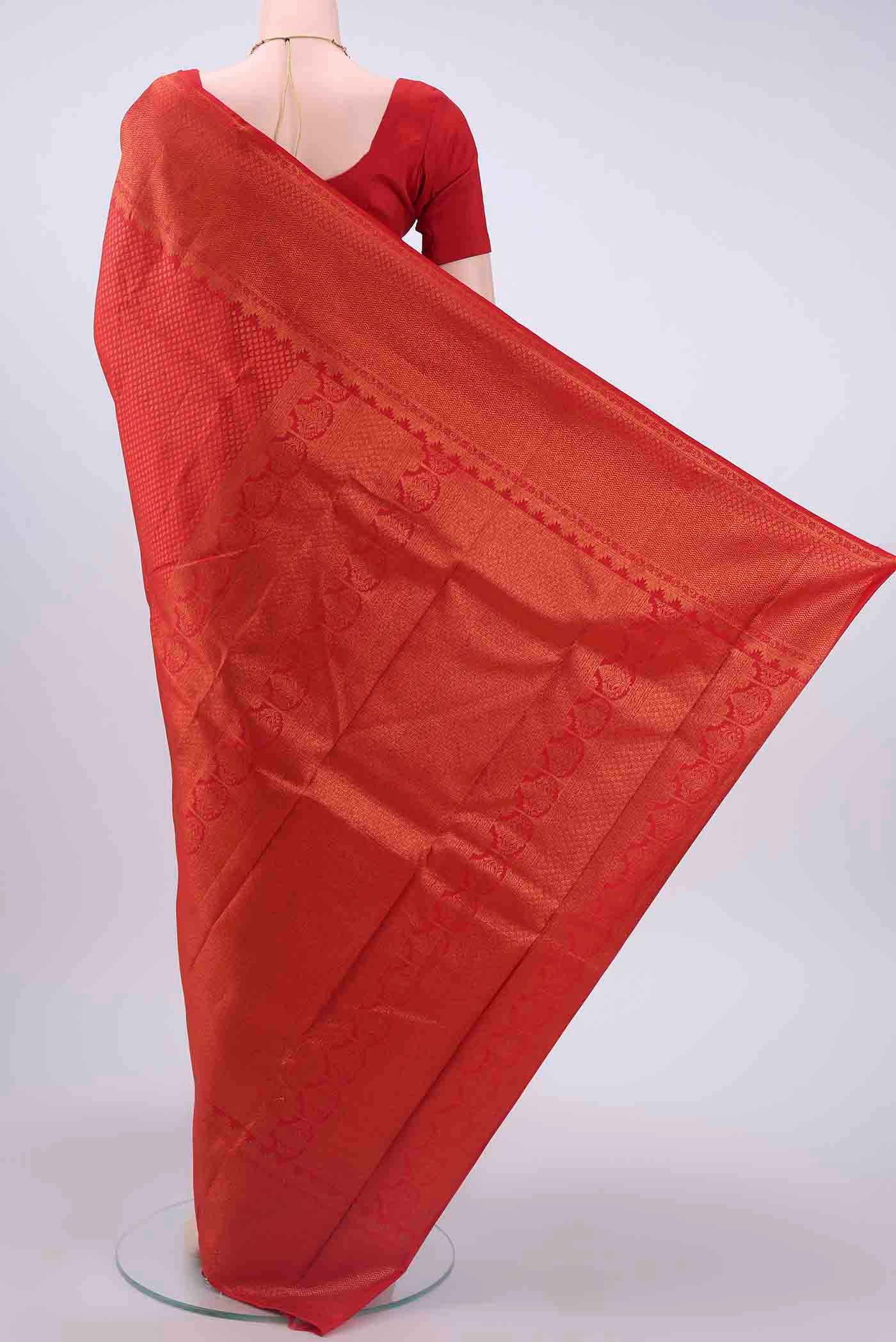 Imperial Red Bangalore Silk Saree - Image 3