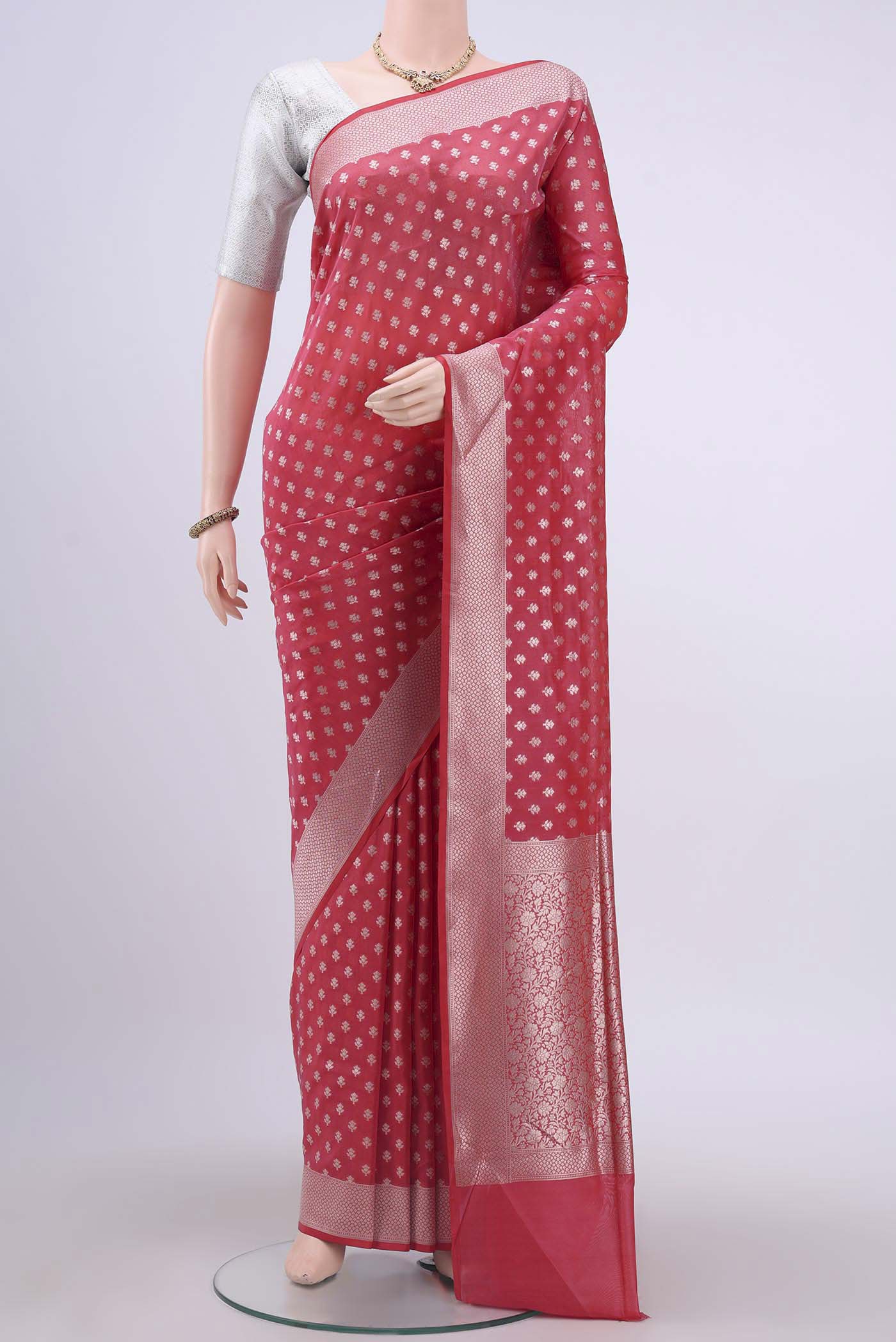 Imperial Red Dual Tone Banarasi Silk Saree