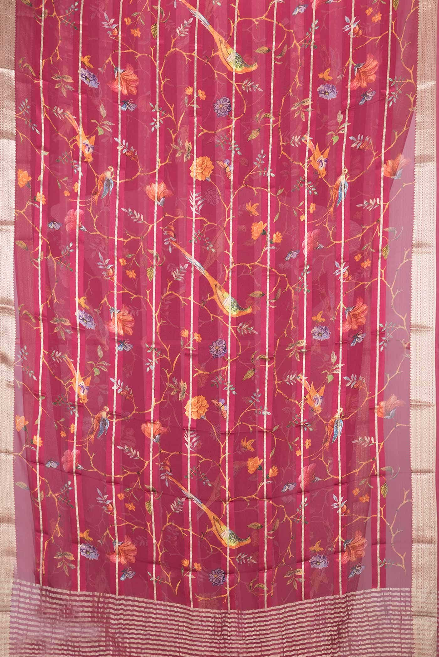 Imperial Red Dual Tone Mysore Georgette Saree - Image 4