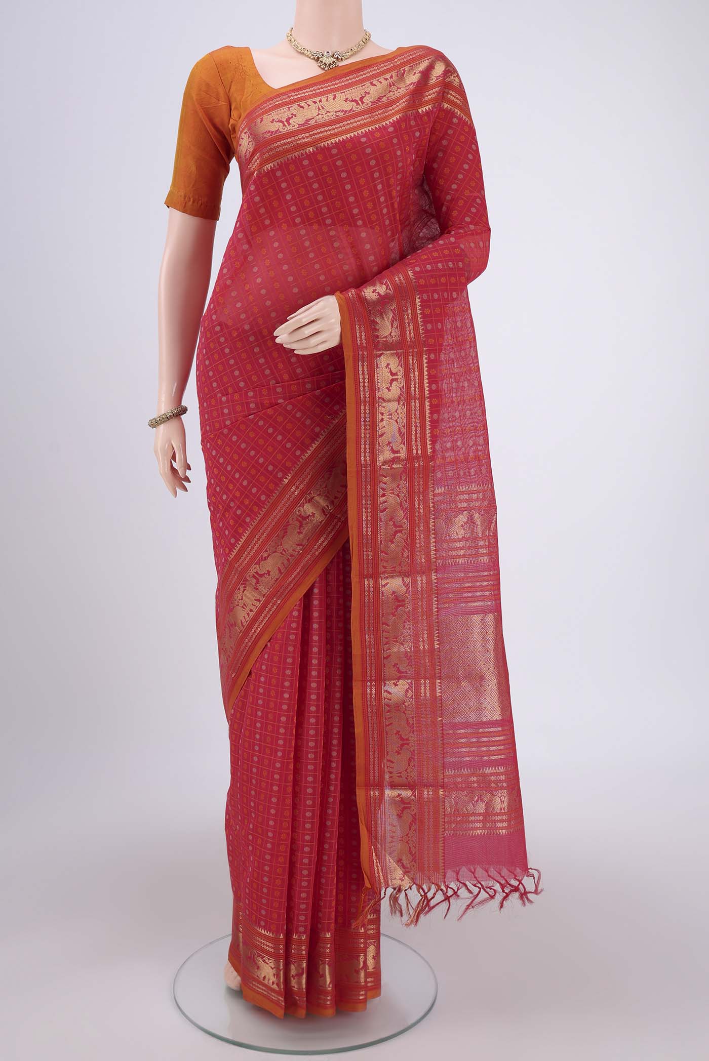 Imperial Red Kanchi Cotton Saree