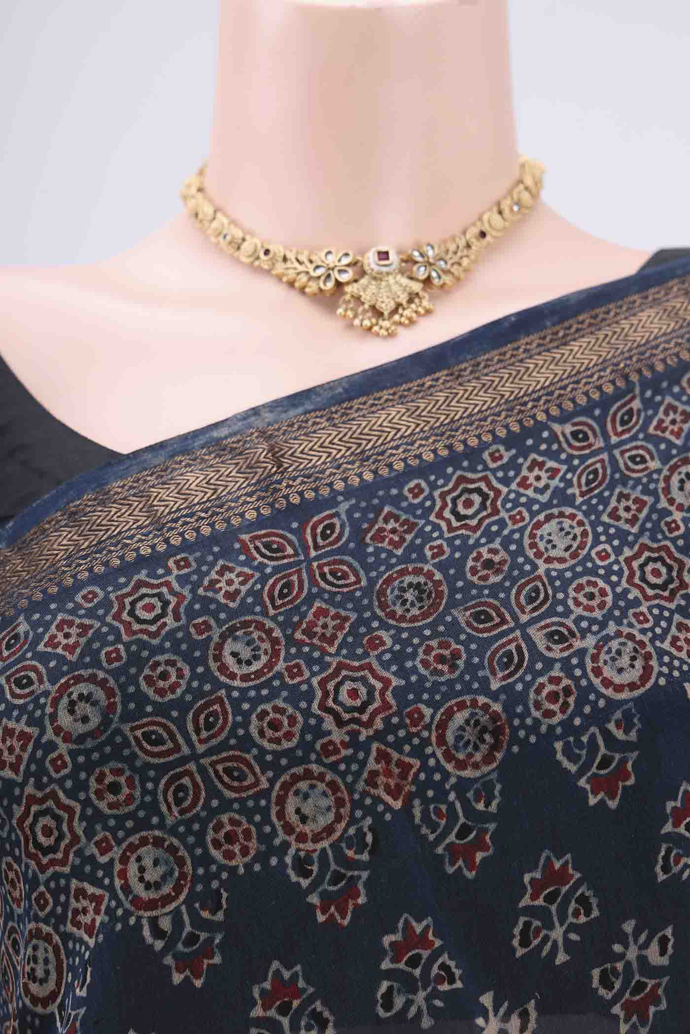 Indigo Chanderi Silk Cotton Saree - Image 2