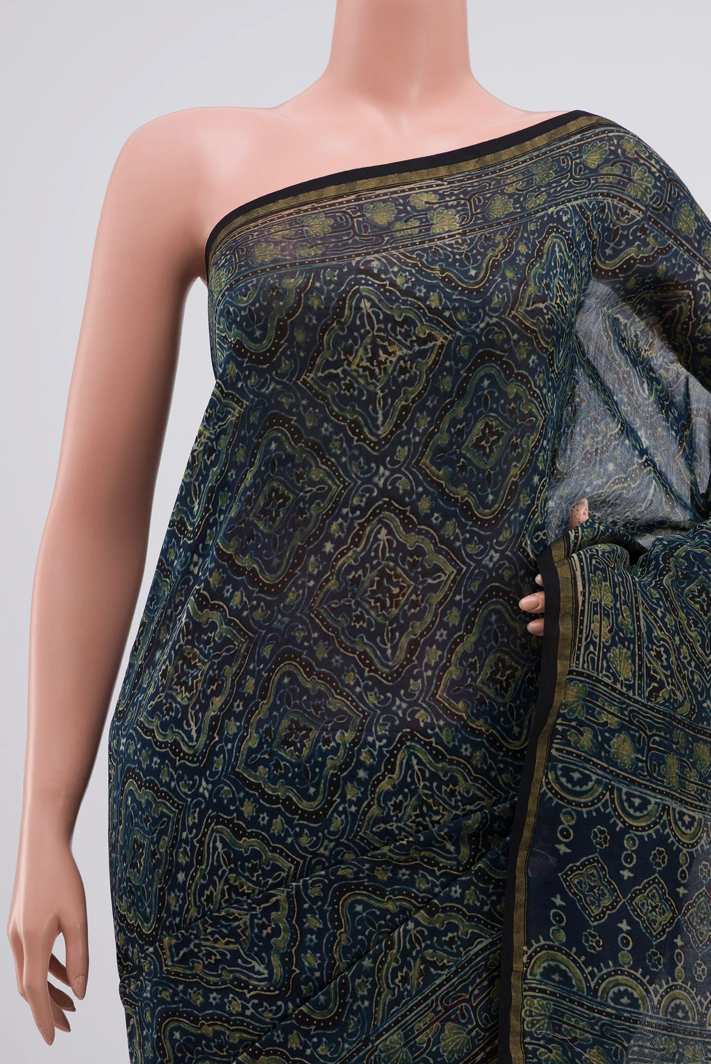 Blue Chanderi Silk Cotton Saree - Image 2