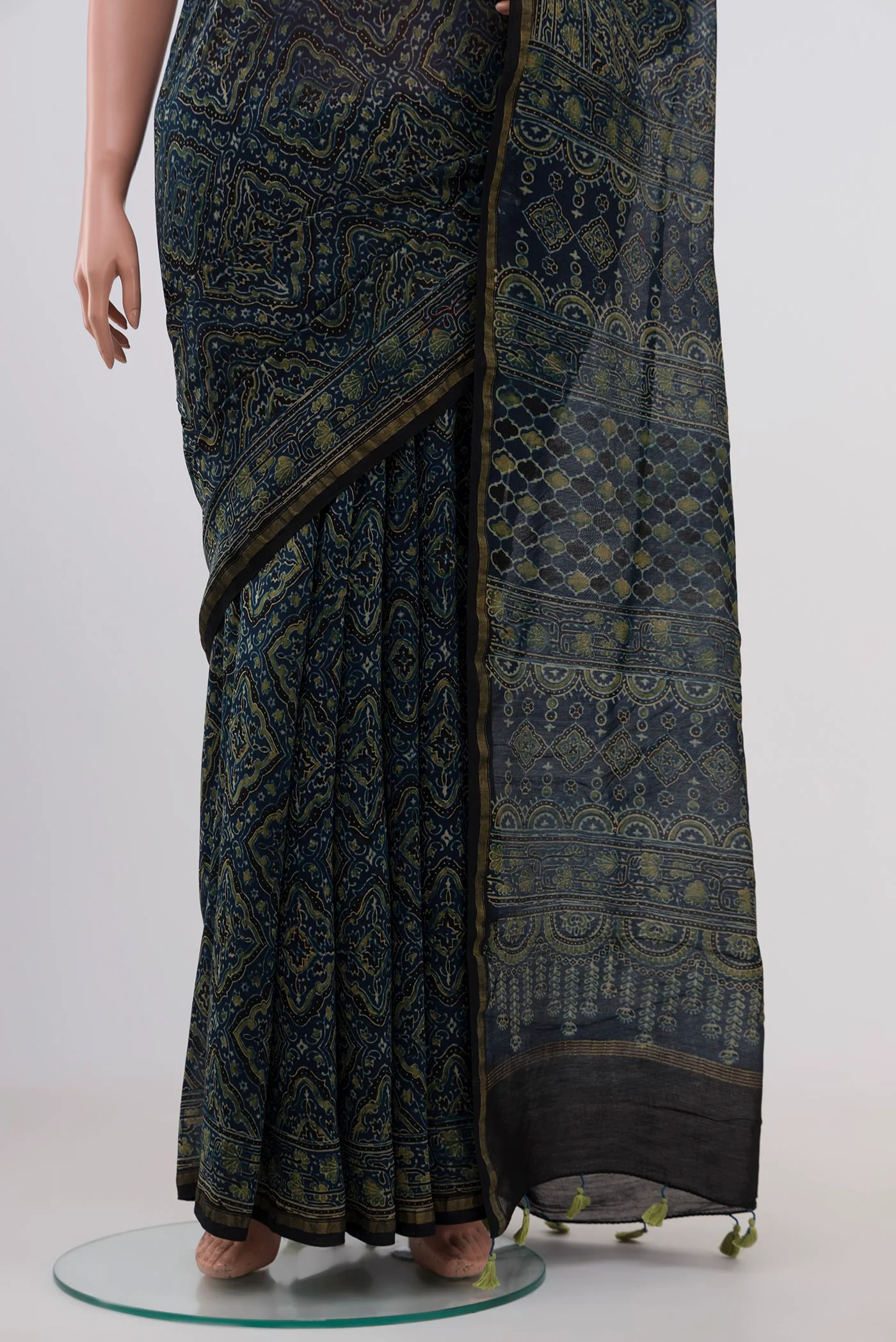 Blue Chanderi Silk Cotton Saree - Image 3