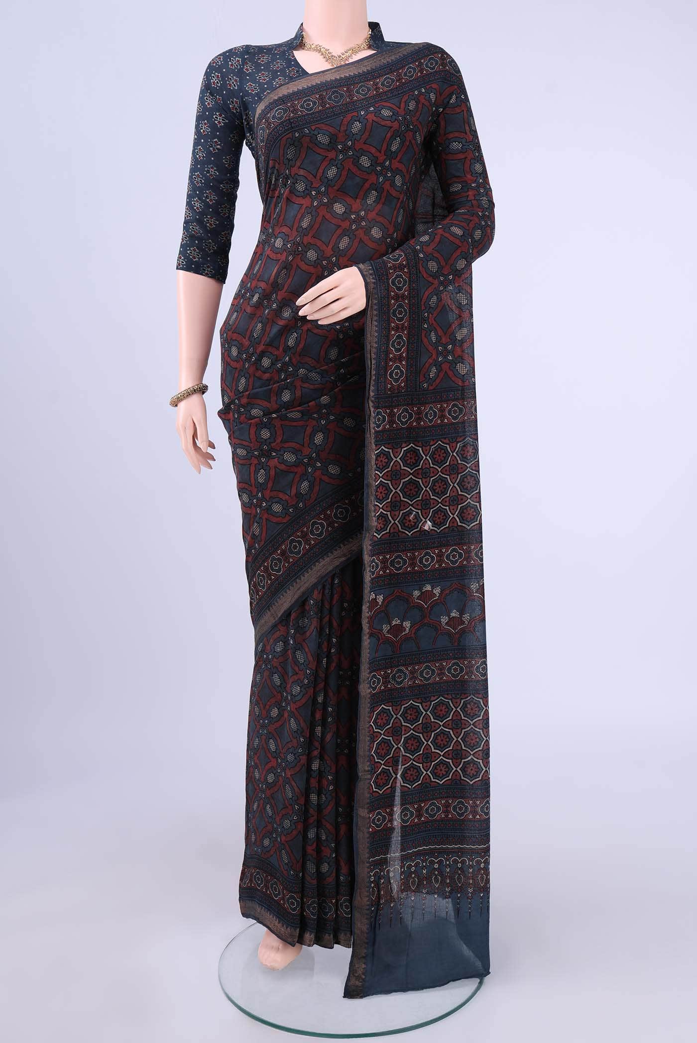 Indigo Cotton Saree