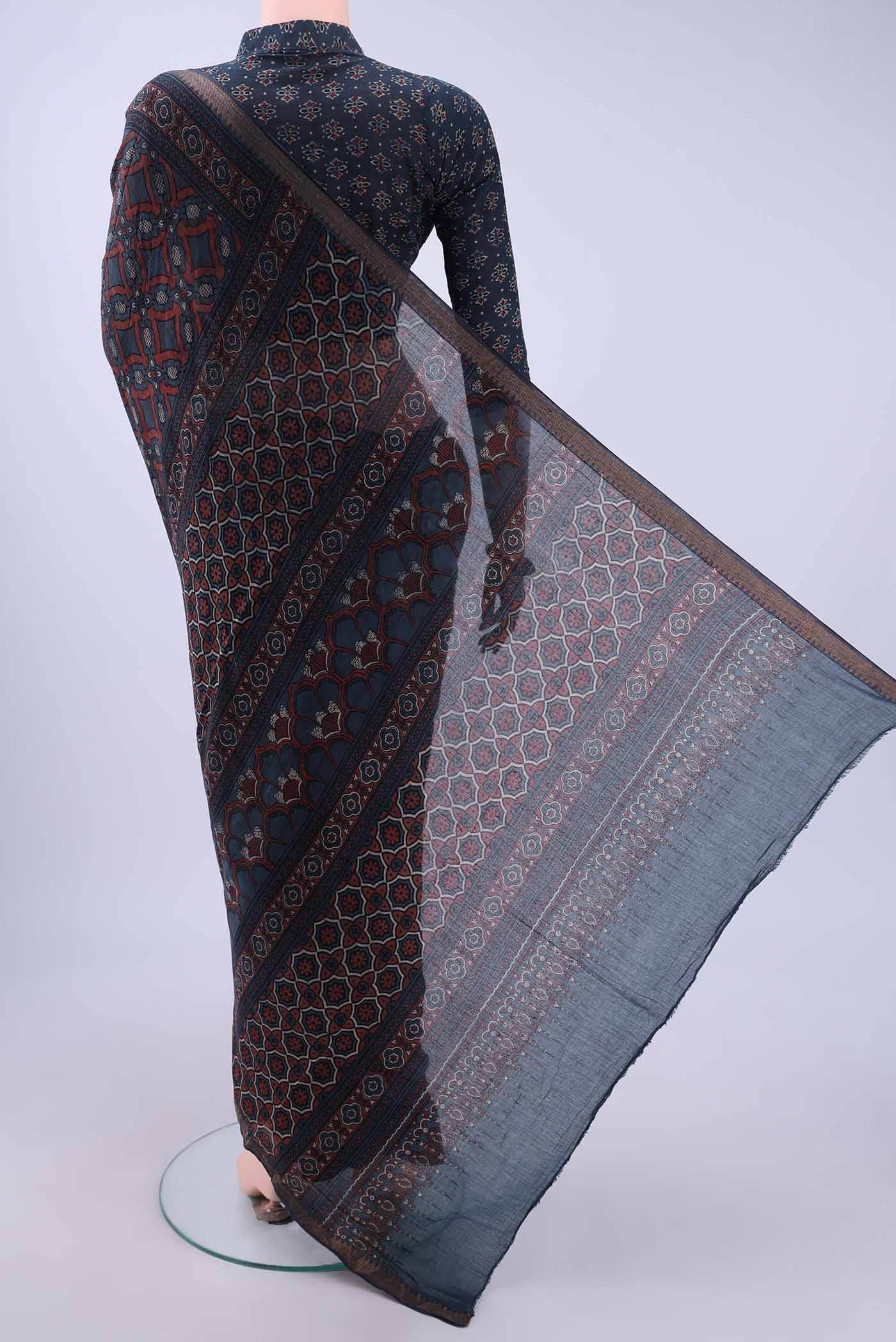 Indigo Cotton Saree - Image 2