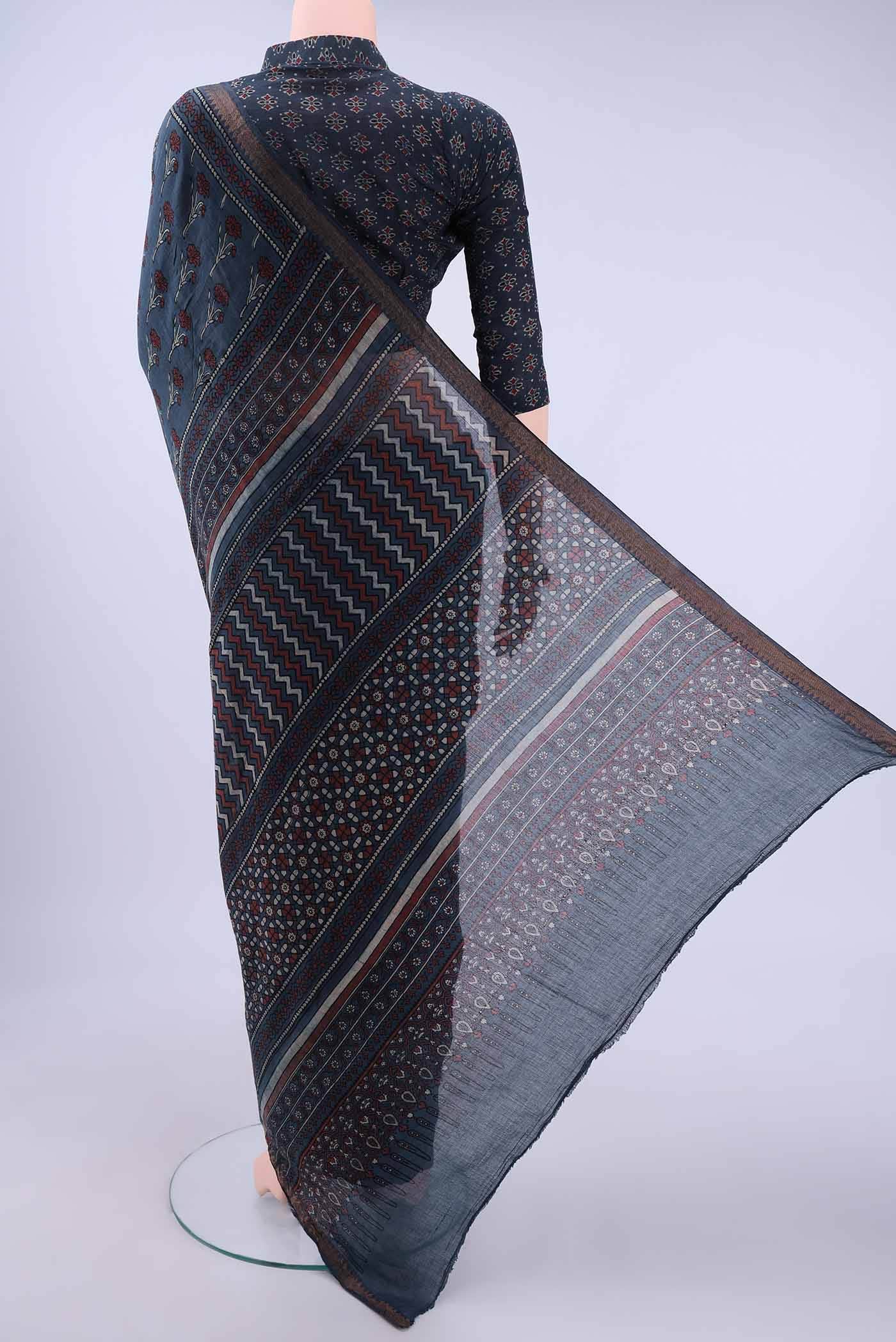 Indigo Cotton Saree - Image 2