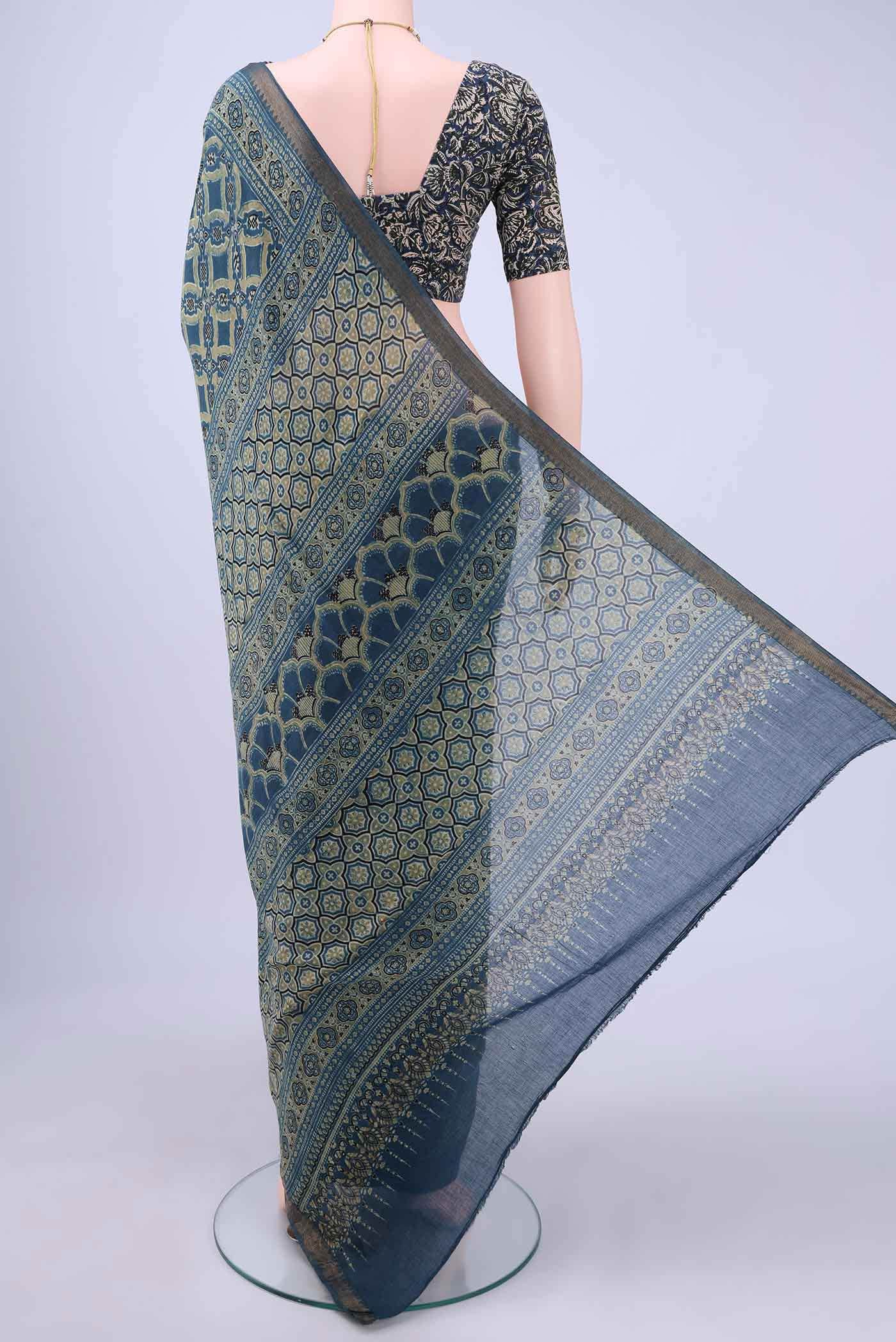 Indigo Cotton Saree - Image 2