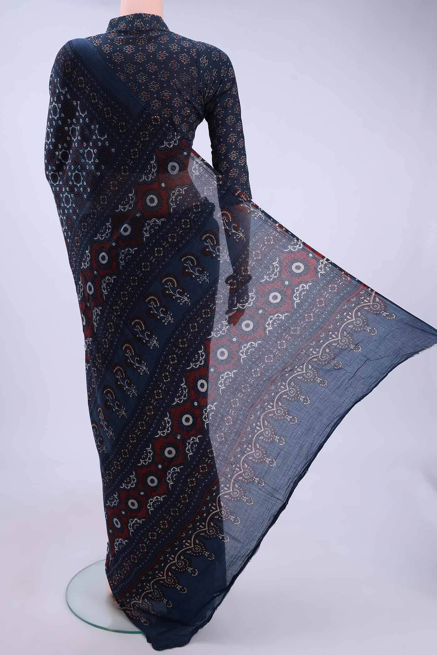 Indigo Cotton Saree - Image 2