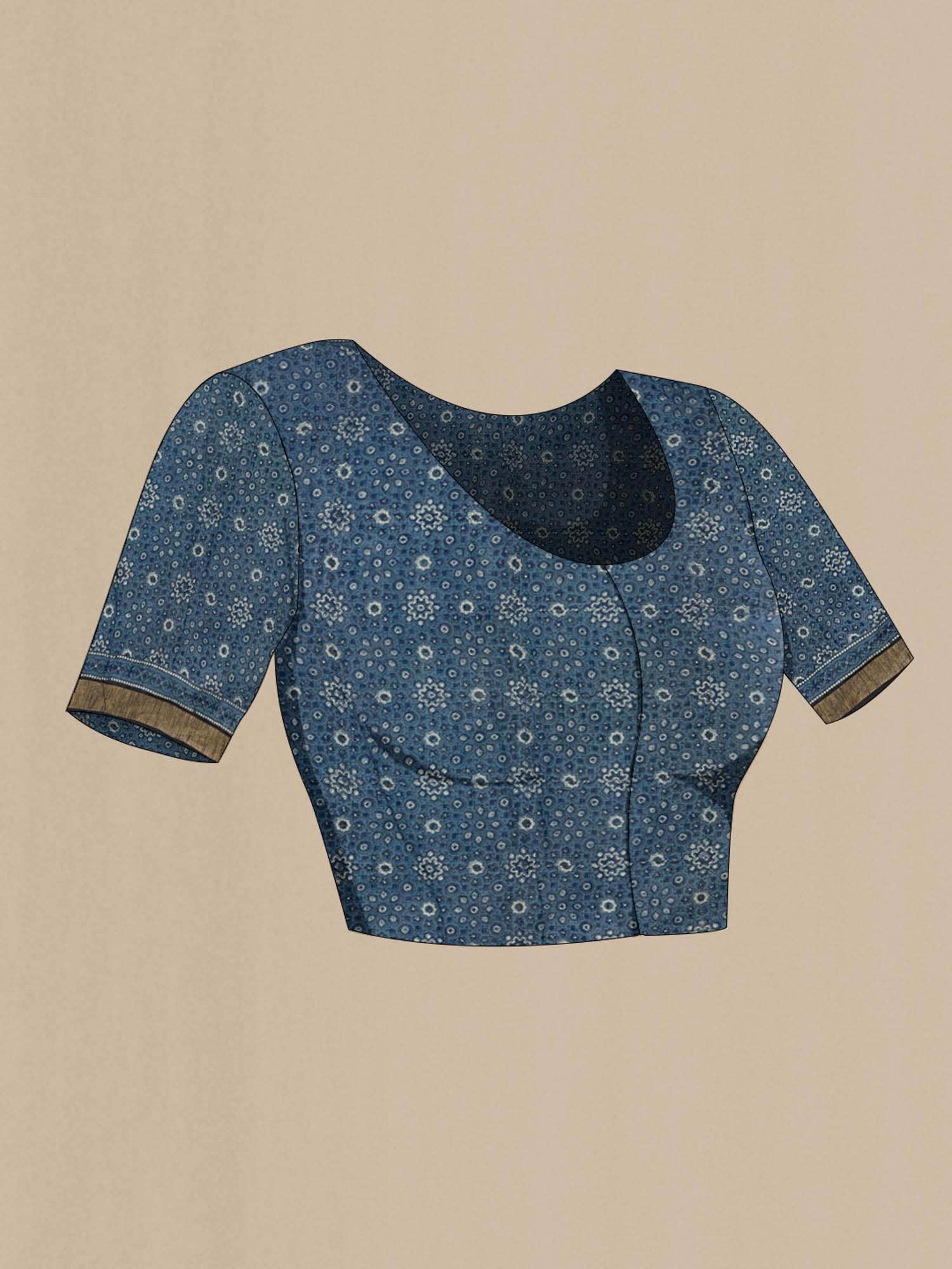 Indigo Linen Cotton Saree - Image 5