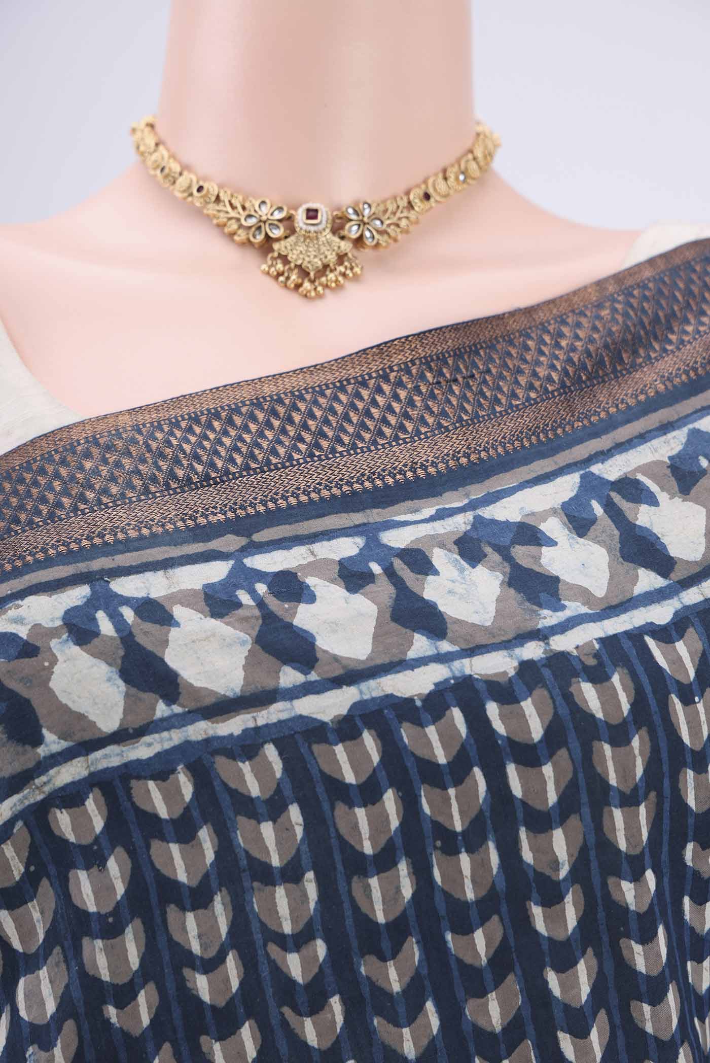Indigo Mangalagiri Cotton Saree - Image 2