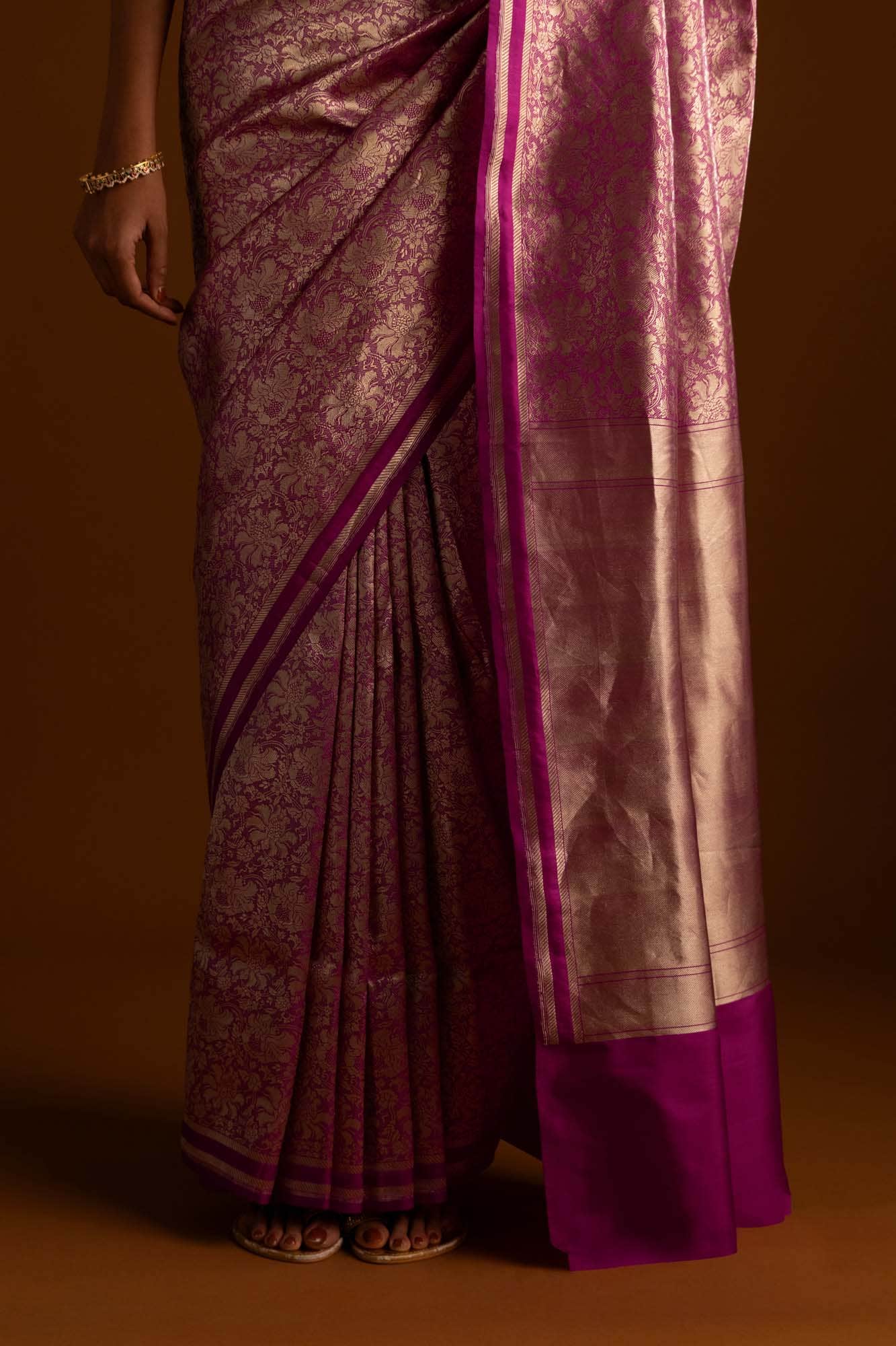 Japanese Tea Ceremony-Pink Banarasi Silk Saree - Image 6