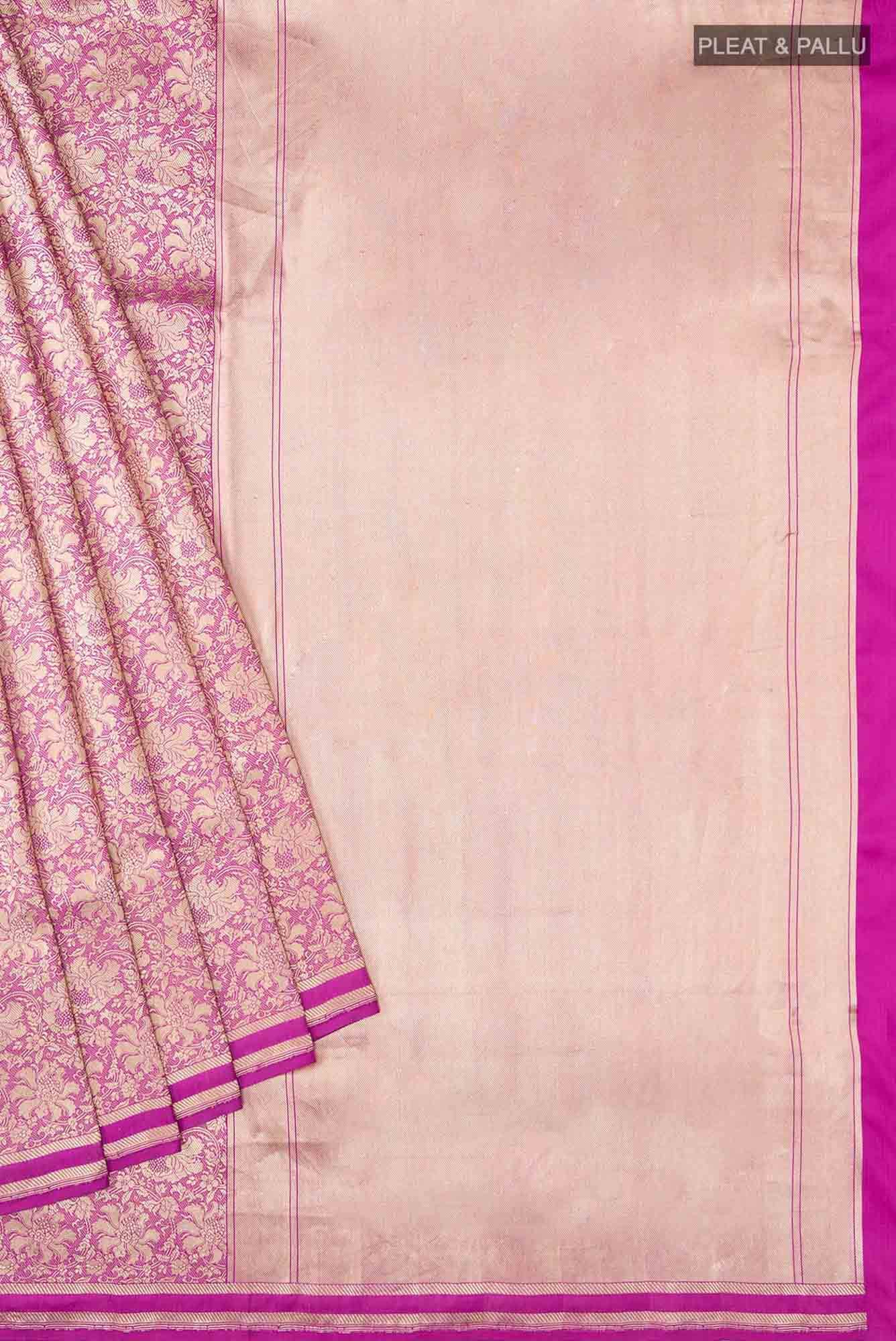 Japanese Tea Ceremony-Pink Banarasi Silk Saree - Image 9