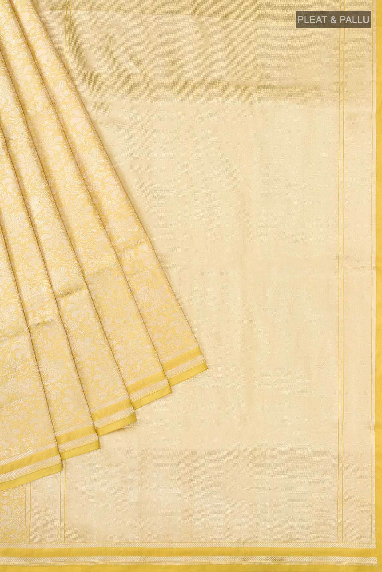 Japanese Tea Ceremony-Yellow Banarasi Silk Saree - Image 8