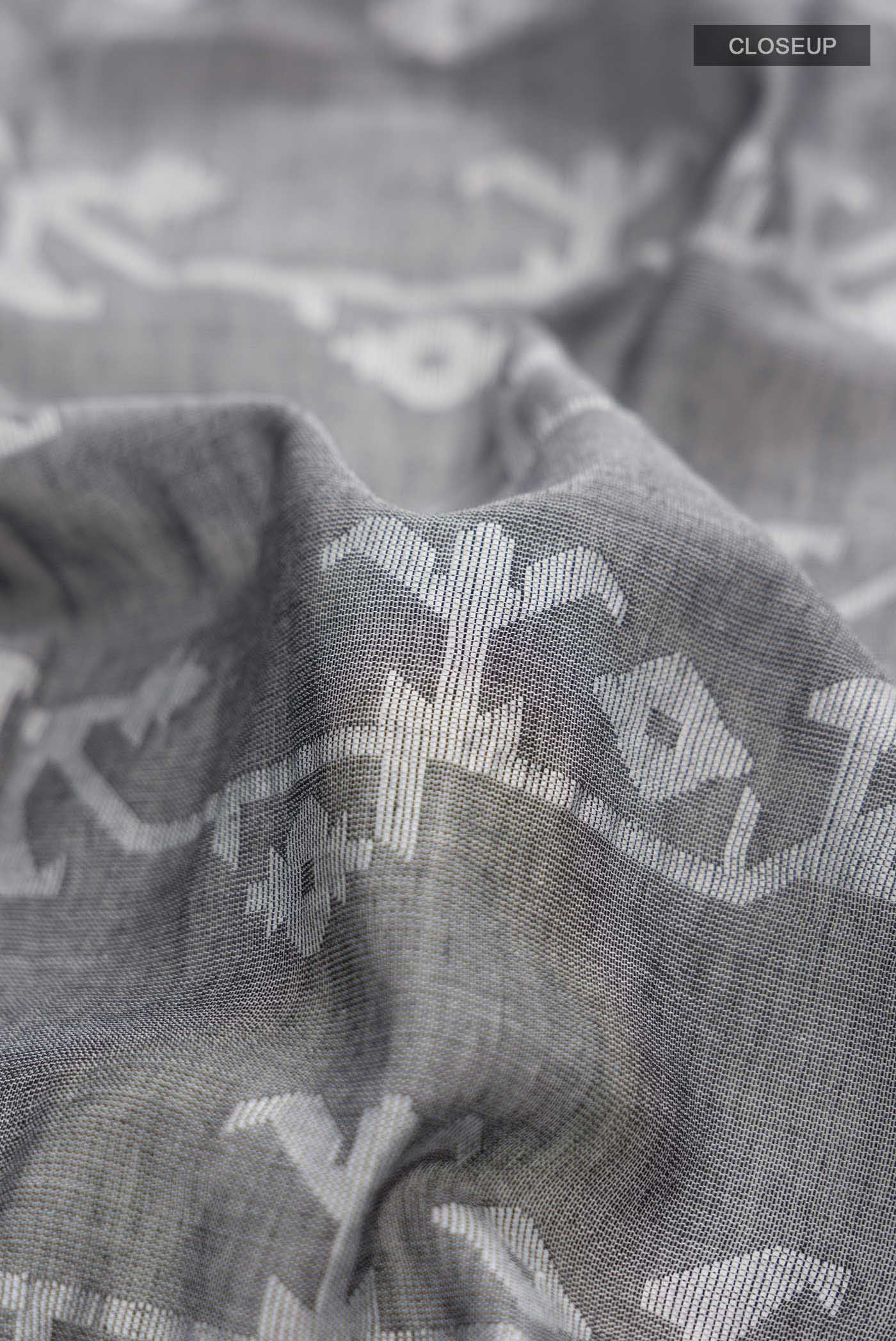 Kadambini-Dark Grey Bengal Cotton Saree - Image 2