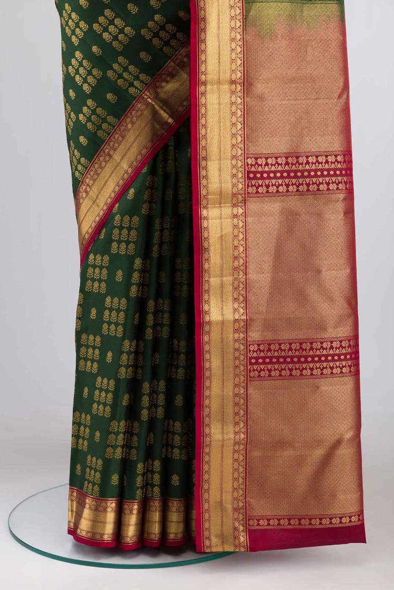 Kanaka-Green Kanchipuram Silk Saree - Image 3