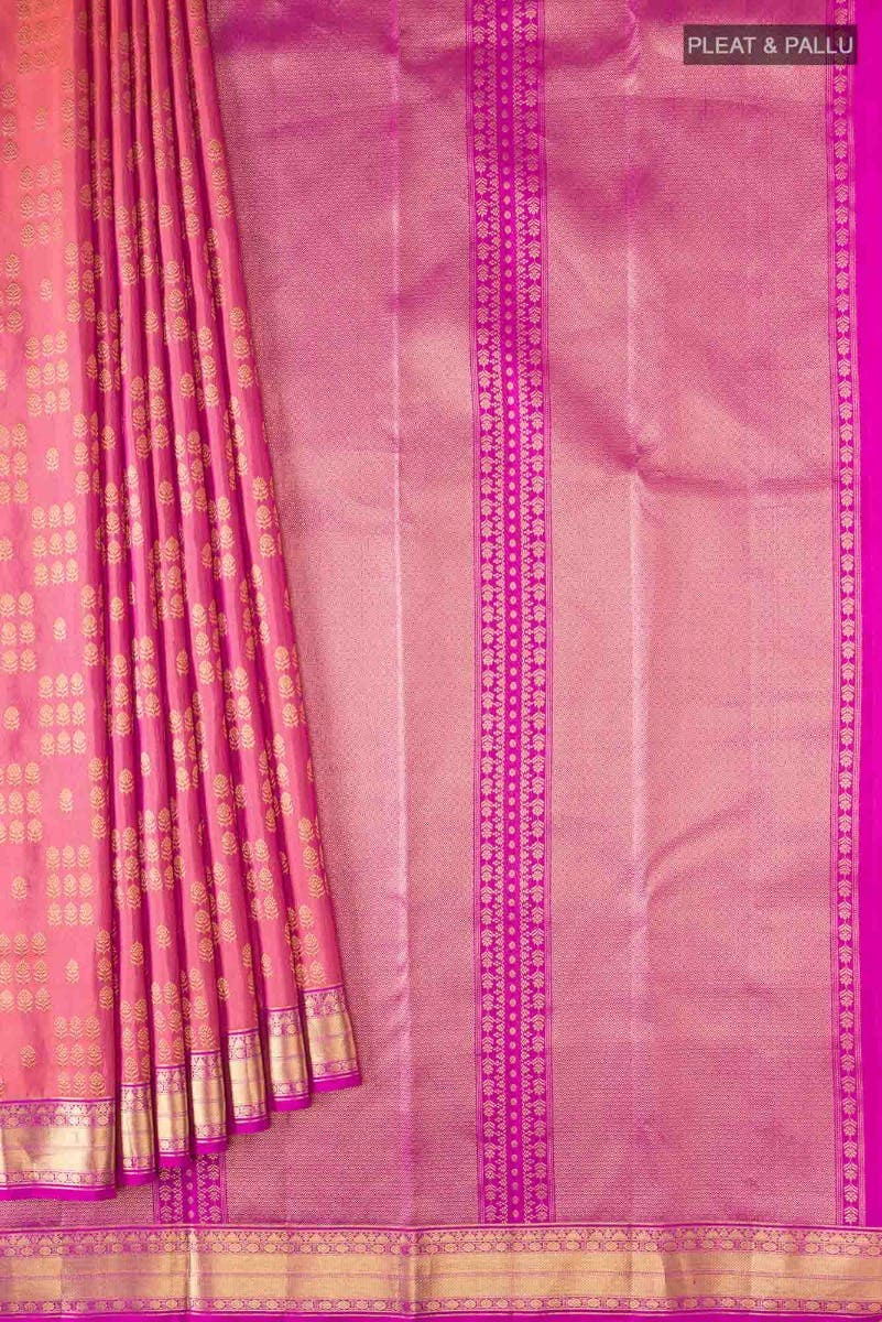 Kanaka-Pink with Orange Dual Tone Kanchipuram Silk Saree - Image 5
