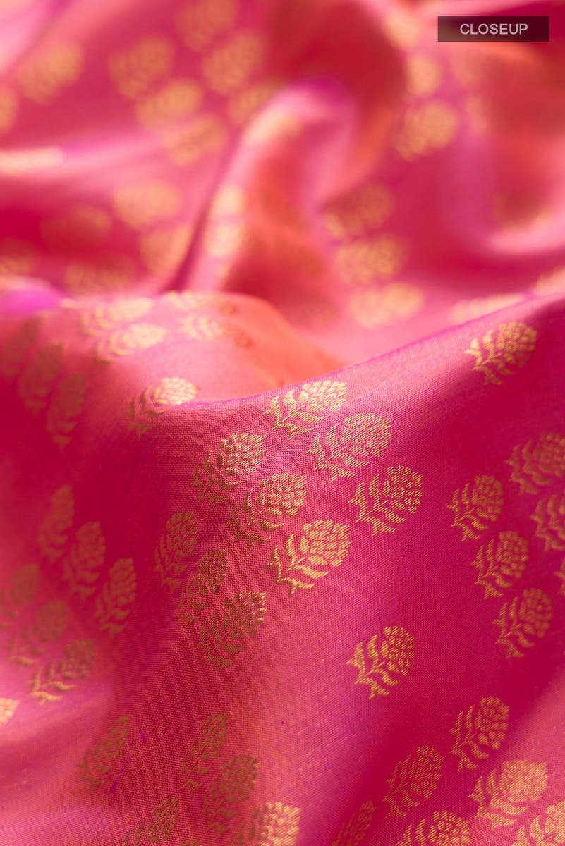 Kanaka-Pink with Orange Dual Tone Kanchipuram Silk Saree - Image 6