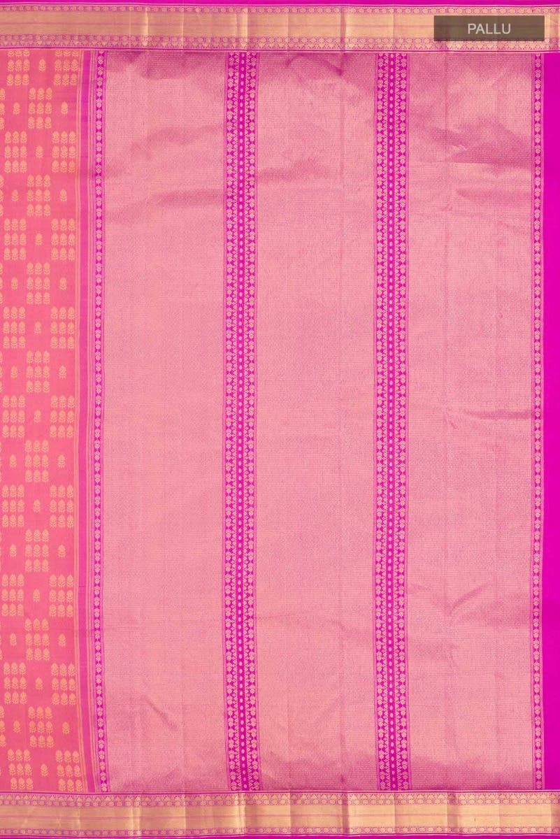 Kanaka-Pink with Orange Dual Tone Kanchipuram Silk Saree - Image 8